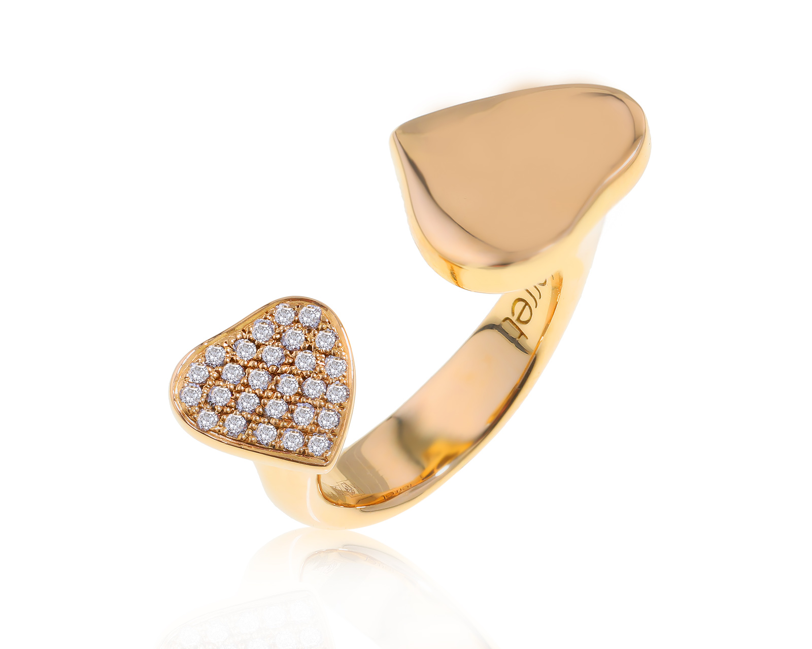Оригинальное золотое кольцо с бриллиантами 0.16ct Ferret
