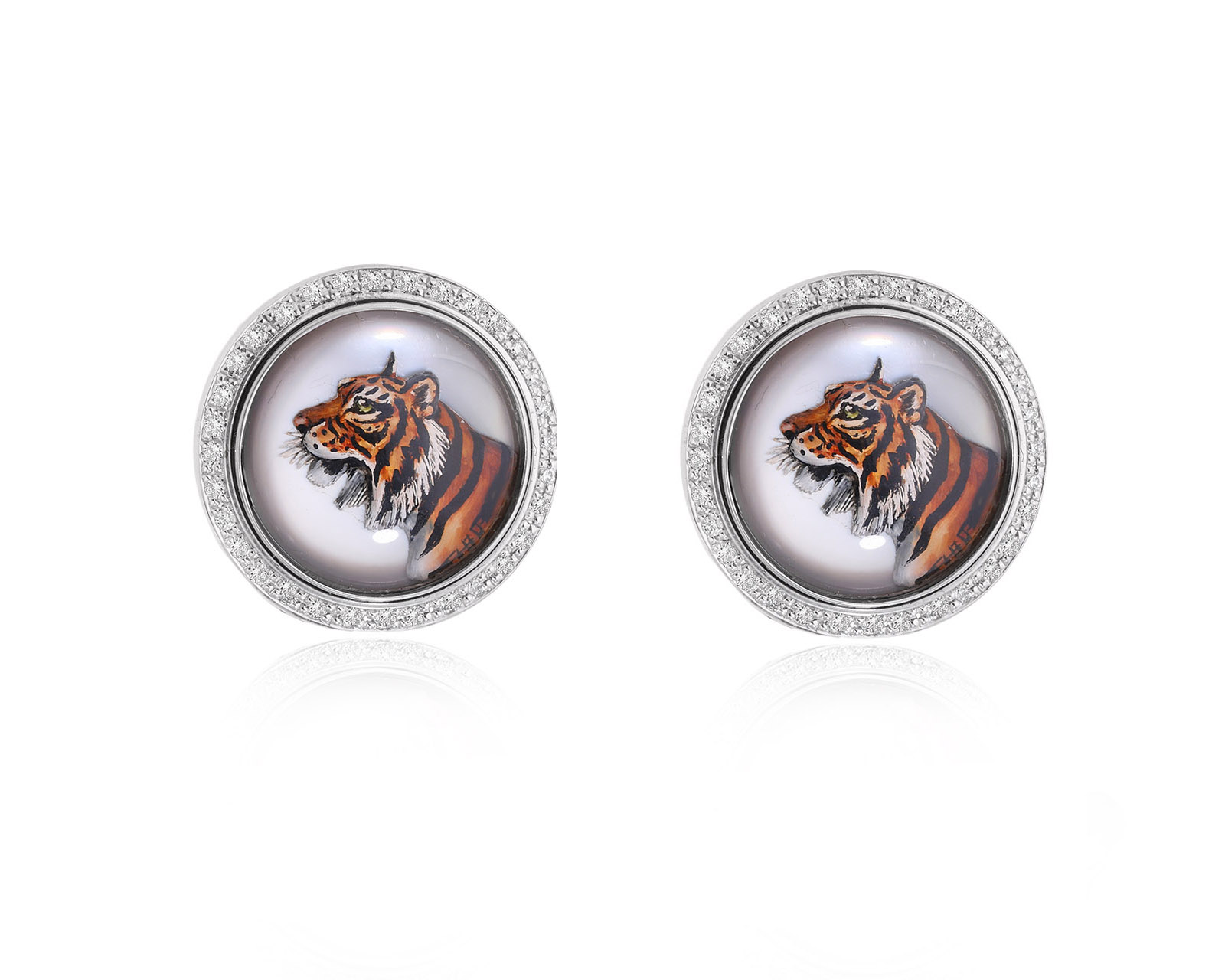 Оригинальные золотые запонки с кварцем-перламутром 7.20ct Emil Kraus 231124/20