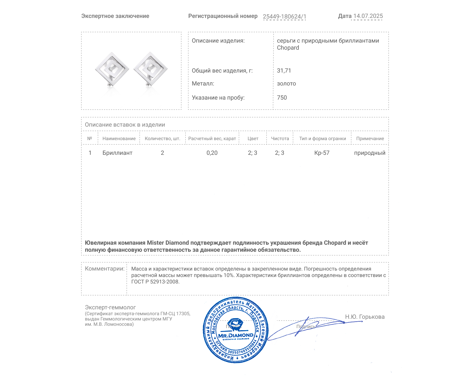 Оригинальные золотые серьги с бриллиантами 0.20ct Chopard Happy Spirit