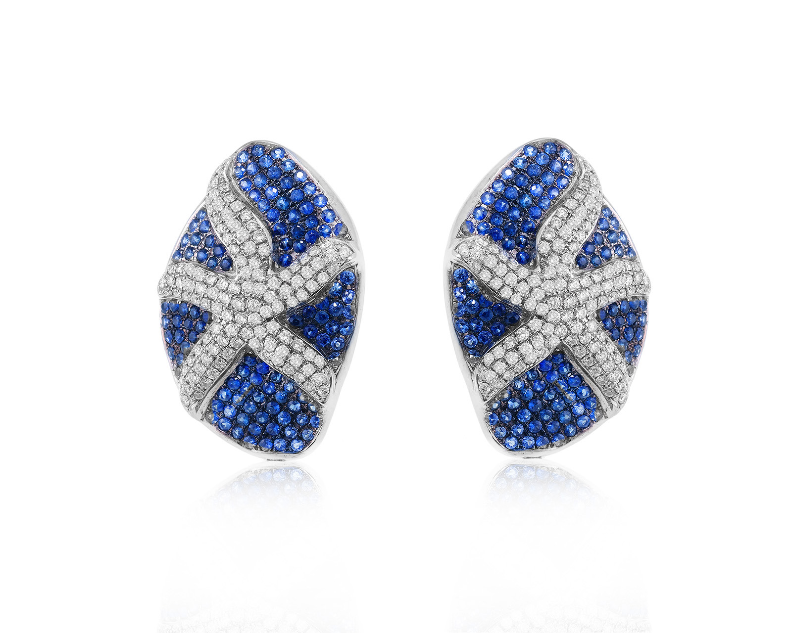 Золотые серьги с сапфирами 4.05ct и бриллиантами 1.37ct