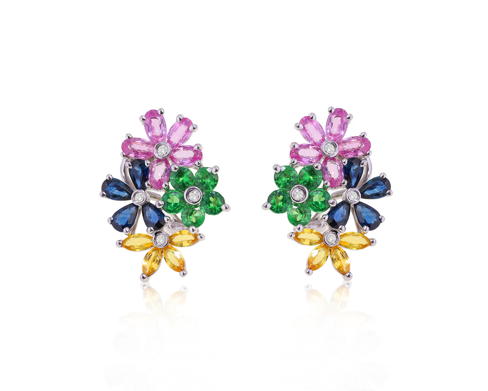 Золотые серьги с цветными сапфирами 6.54ct