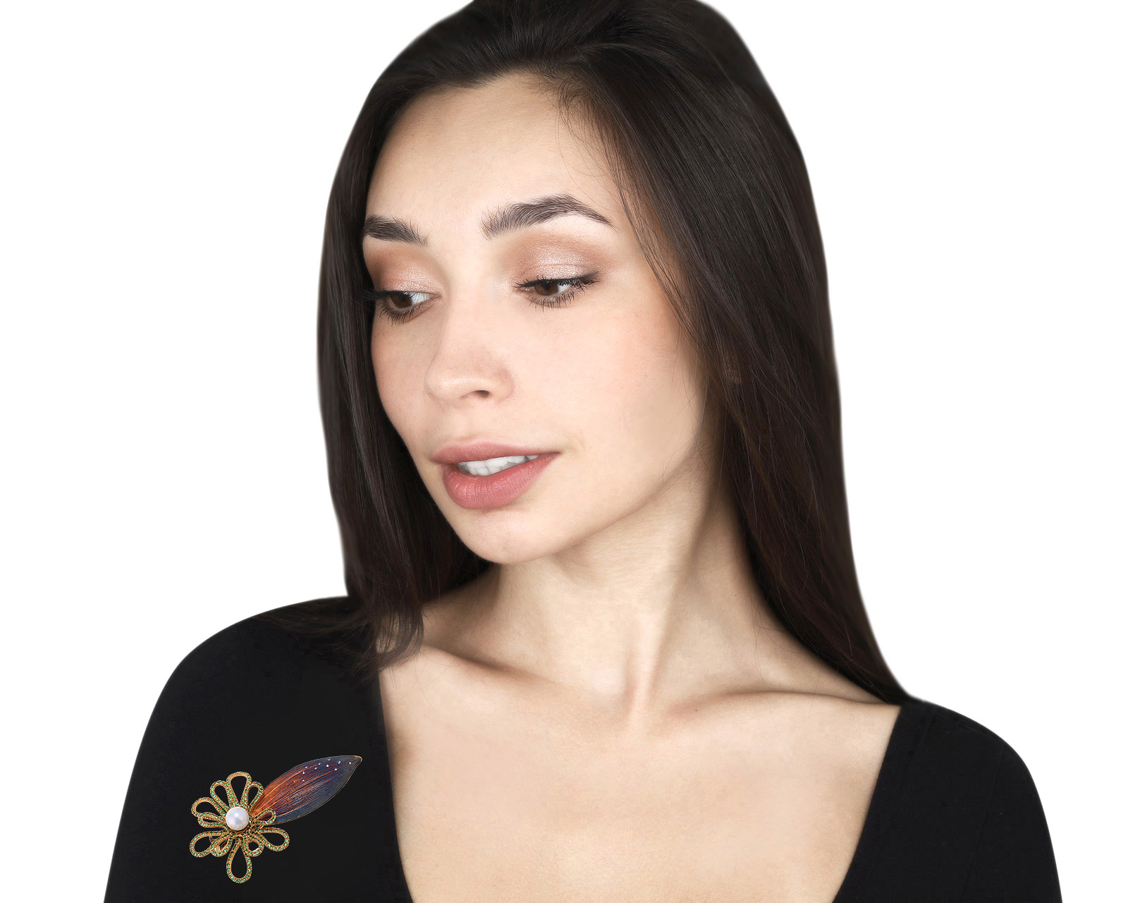 Оригинальная золотая брошь с жемчугом 8.21 мм Roberto Bravo