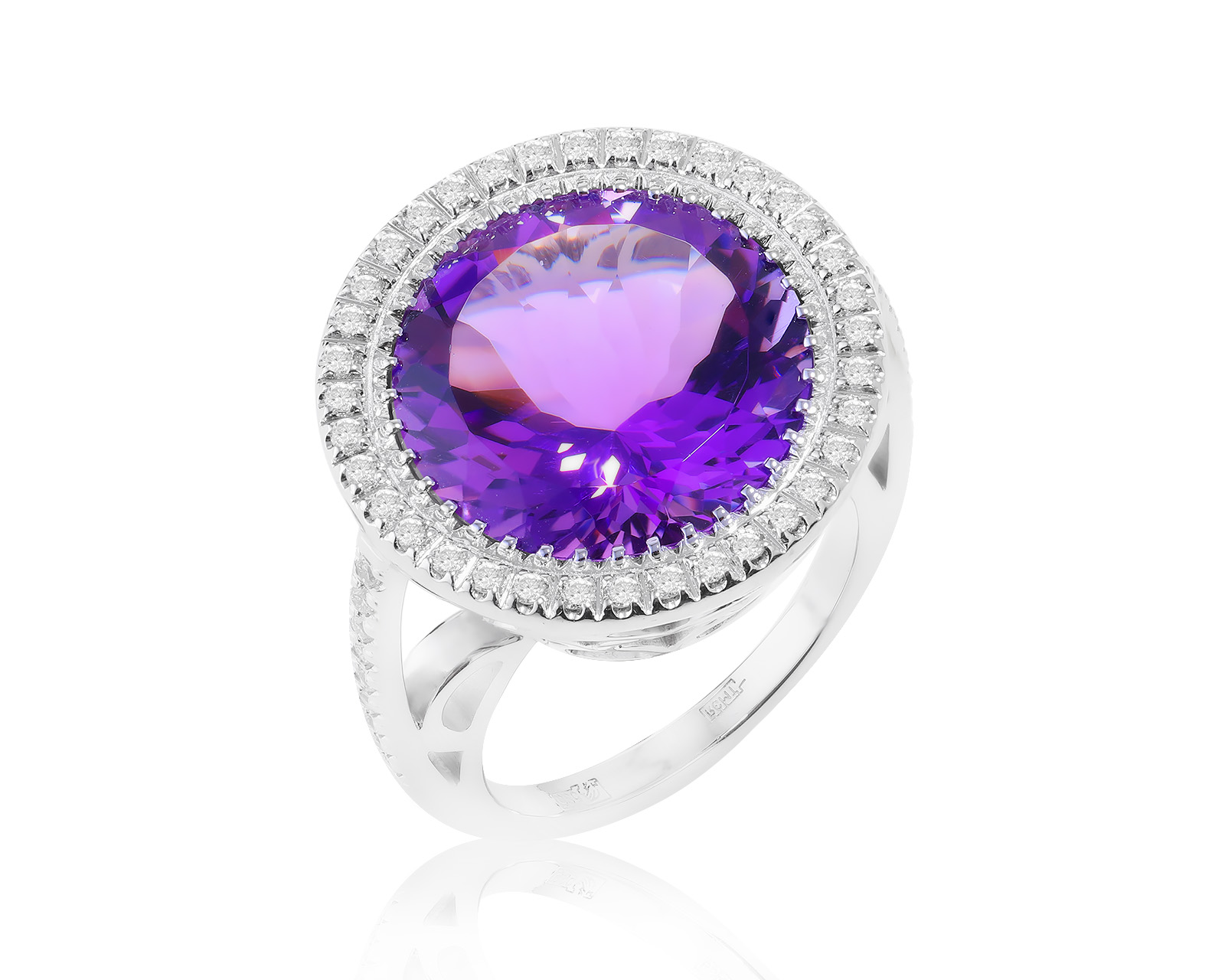 Золотое кольцо с аметистом 19.15ct и бриллиантами 0.75ct