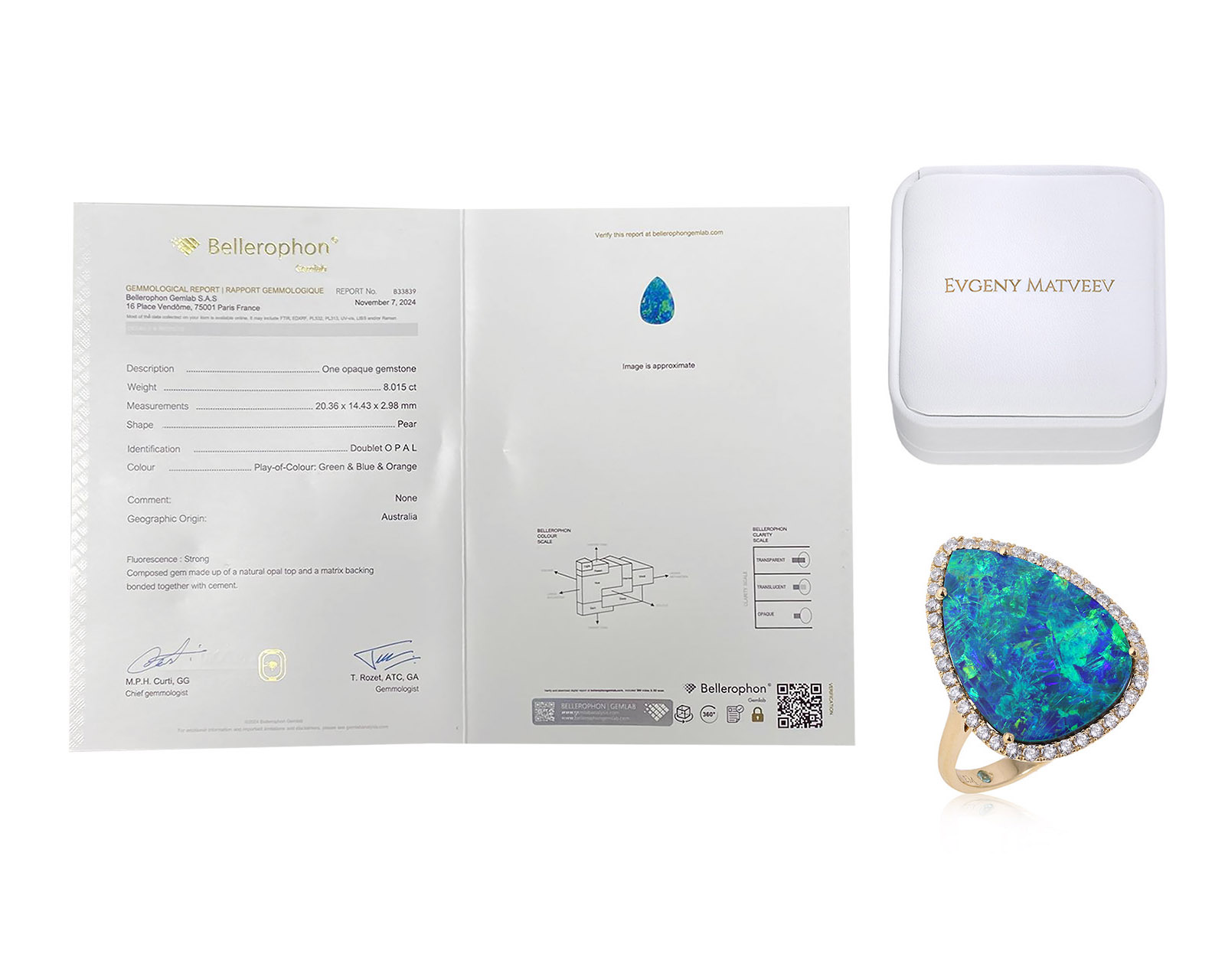 Золотое кольцо с опалом Австралия 8.01ct Evgeny Matveev