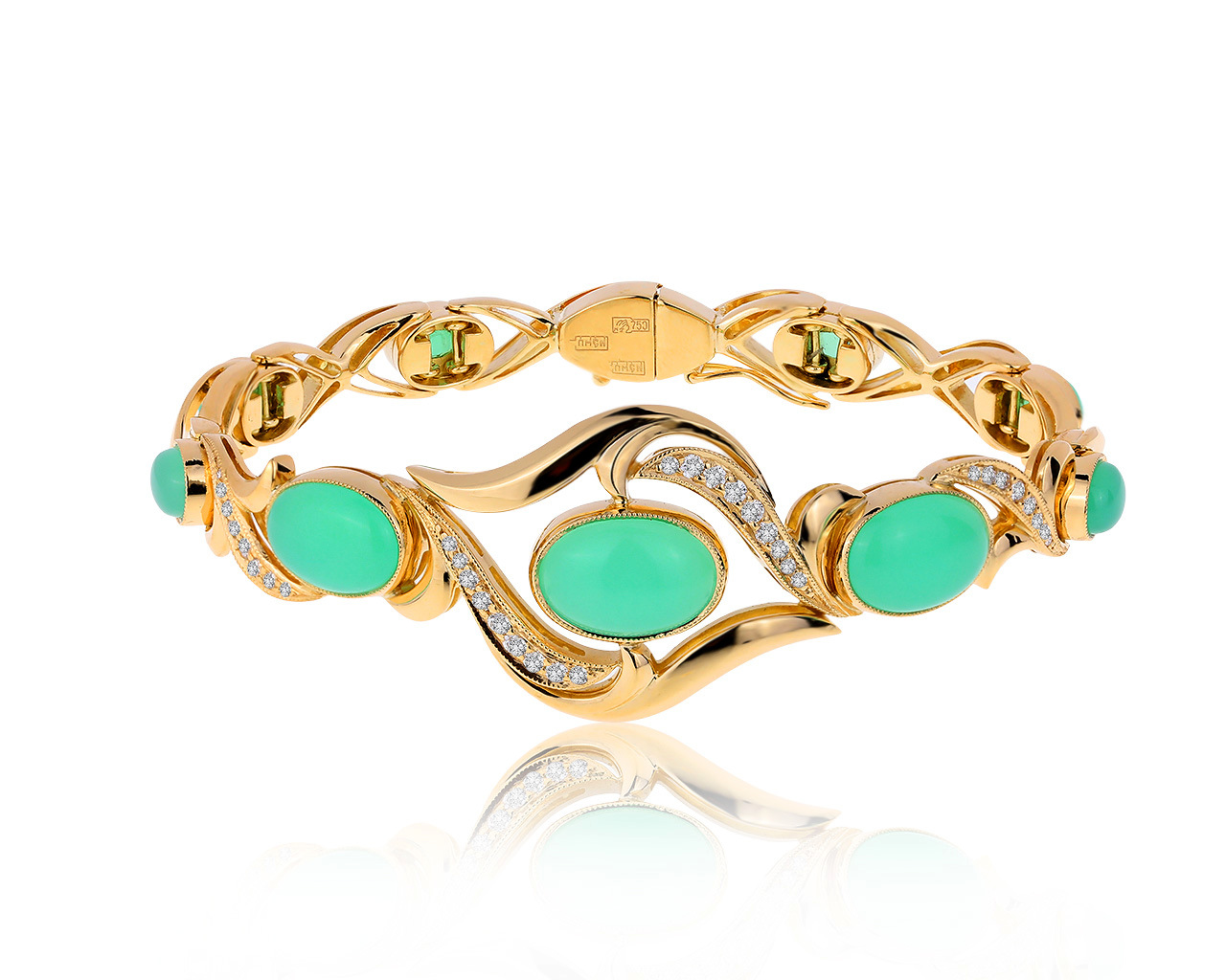Оригинальный золотой браслет с хризопразами 18.55ct Sirin  080920/4