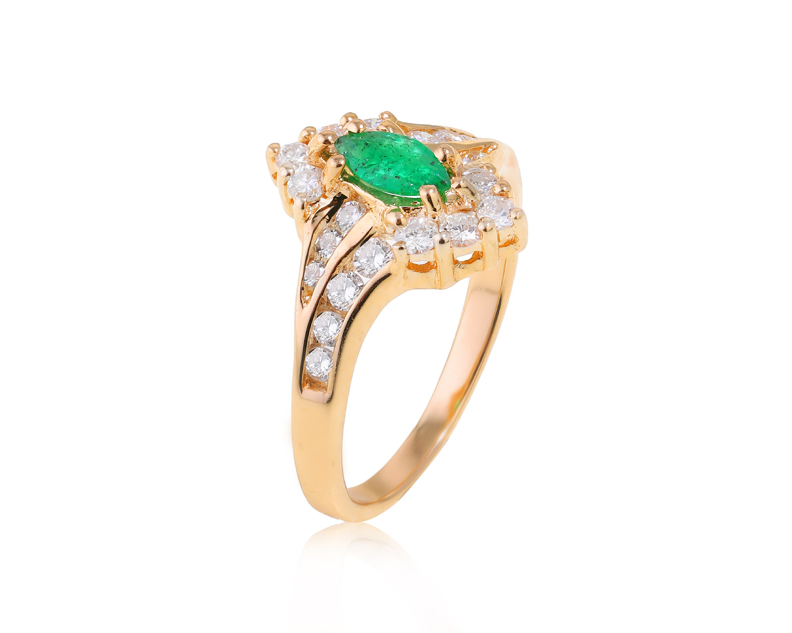 Золотое кольцо с изумрудом 0.20ct и бриллиантами 0.44ct 090124/4