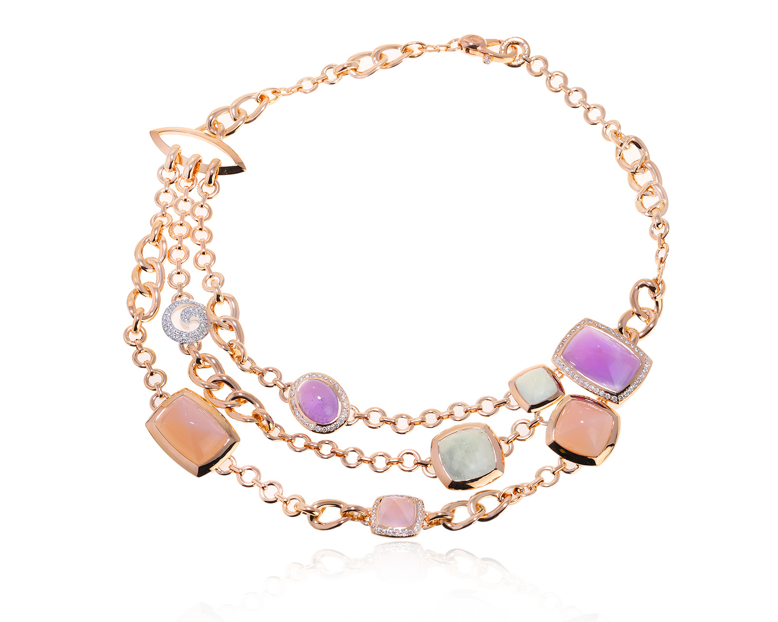 Оригинальное золотое колье с цветными камнями 72.60ct Valente 030225/3