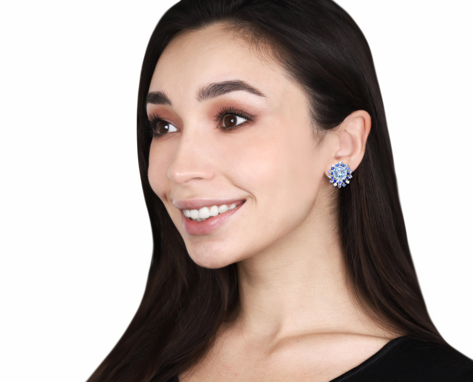 Оригинальные золотые серьги с аквамаринами 5.80ct Damiani Mimosa Anima