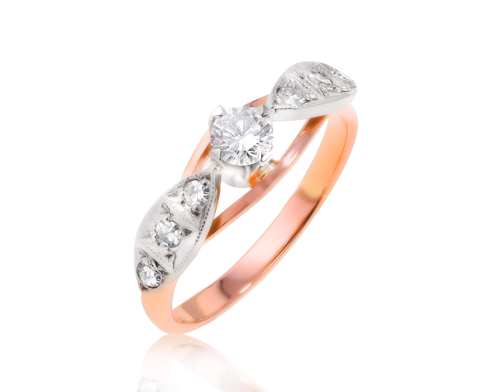 Золотое кольцо с бриллиантами 0.37ct СССР 140624/2