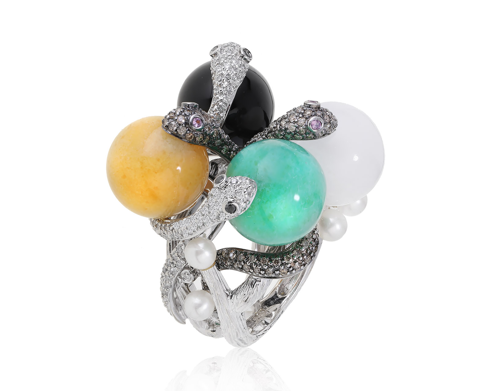 Оригинальное золотое кольцо с халцедонами 45.20ct British Academy of Jewellery 170922/3