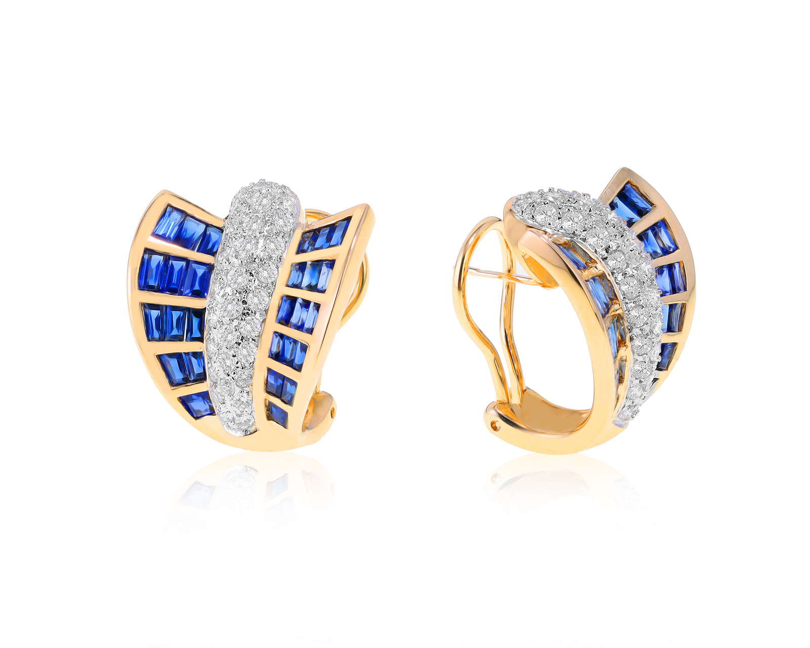 Превосходные золотые серьги с сапфирами 2.80ct