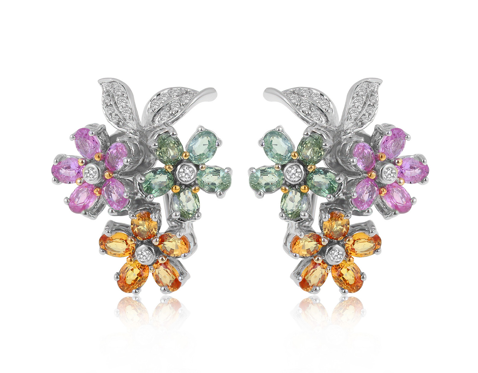 Коктейльные золотые серьги с цветными сапфирами 7.04ct 160621/8