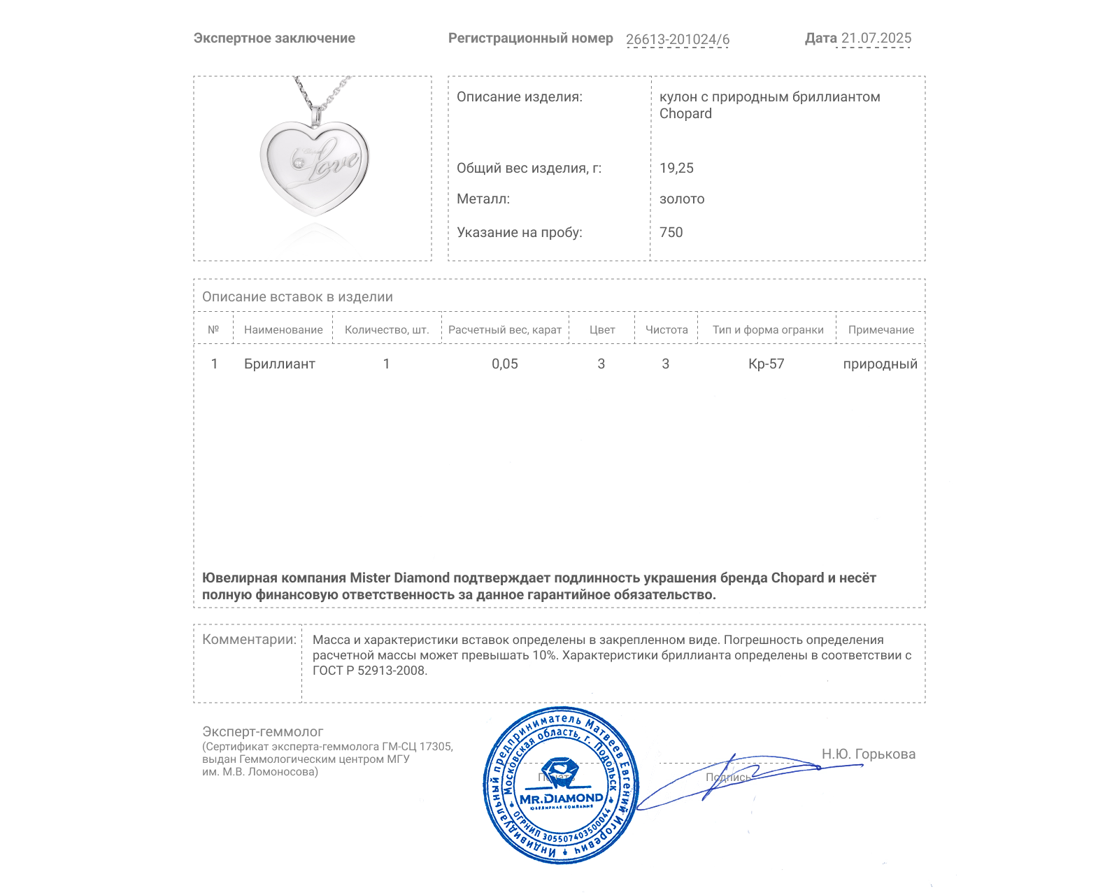 Оригинальный золотой кулон Chopard Happy Hearts