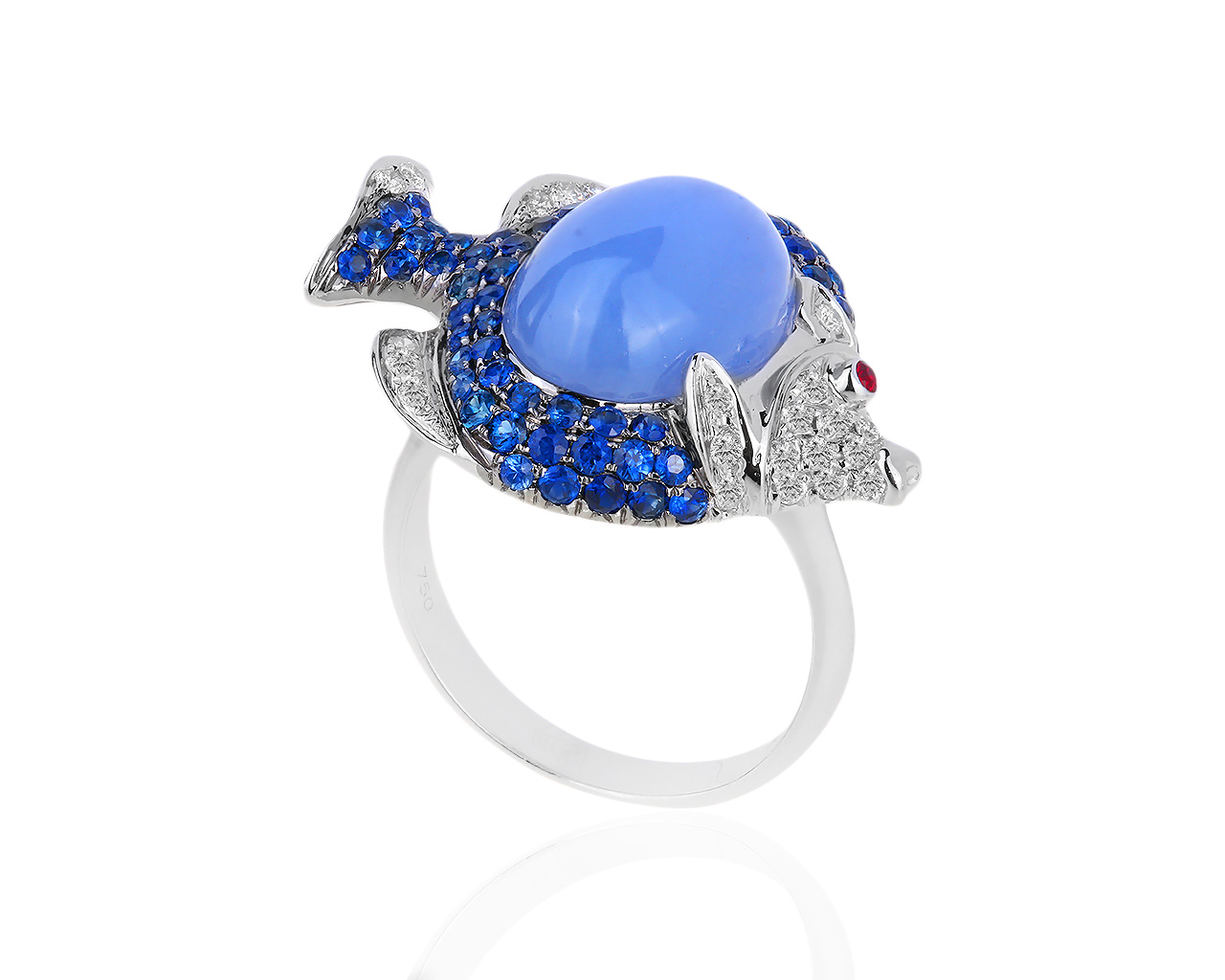 Оригинальное золотое кольцо с бриллиантами и халцедоном Roberto Bravo 170419/4