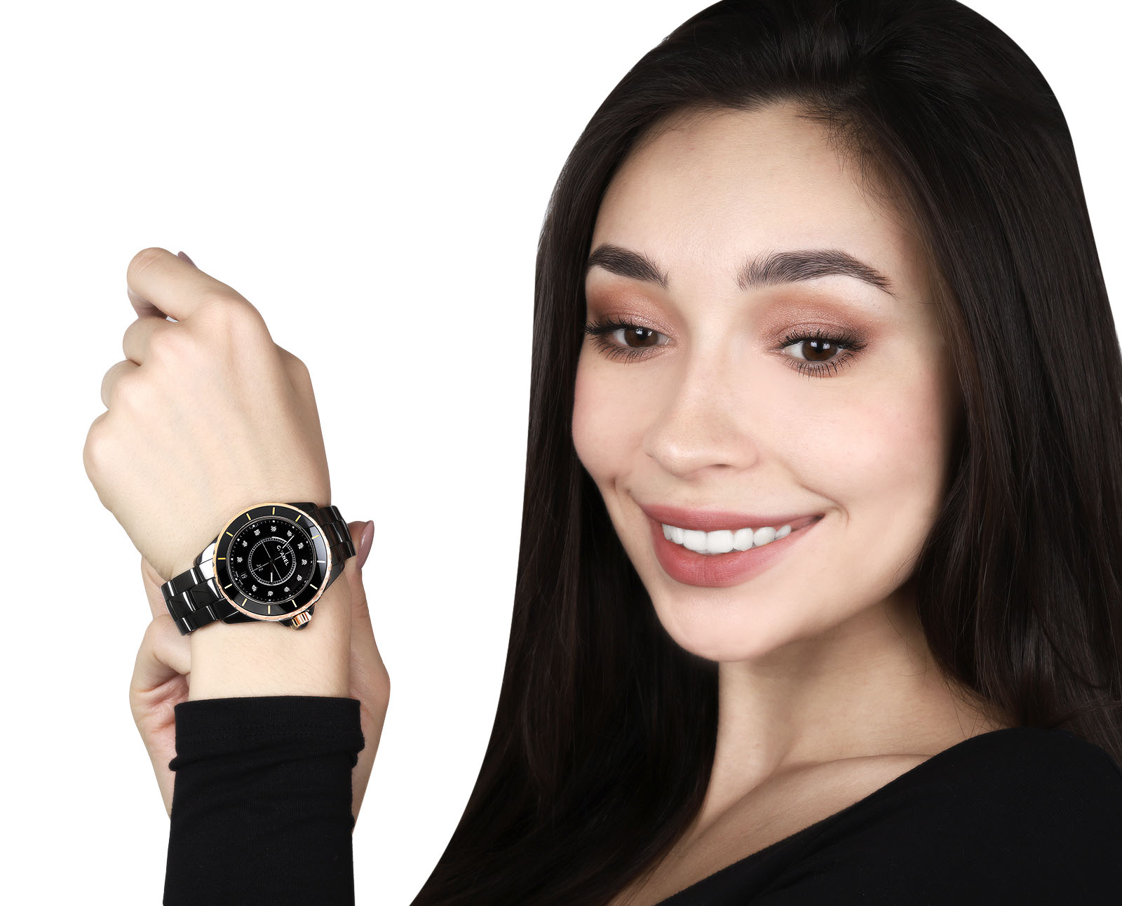 Оригинальные золотые часы с бриллиантами 0.11ct Chanel J12