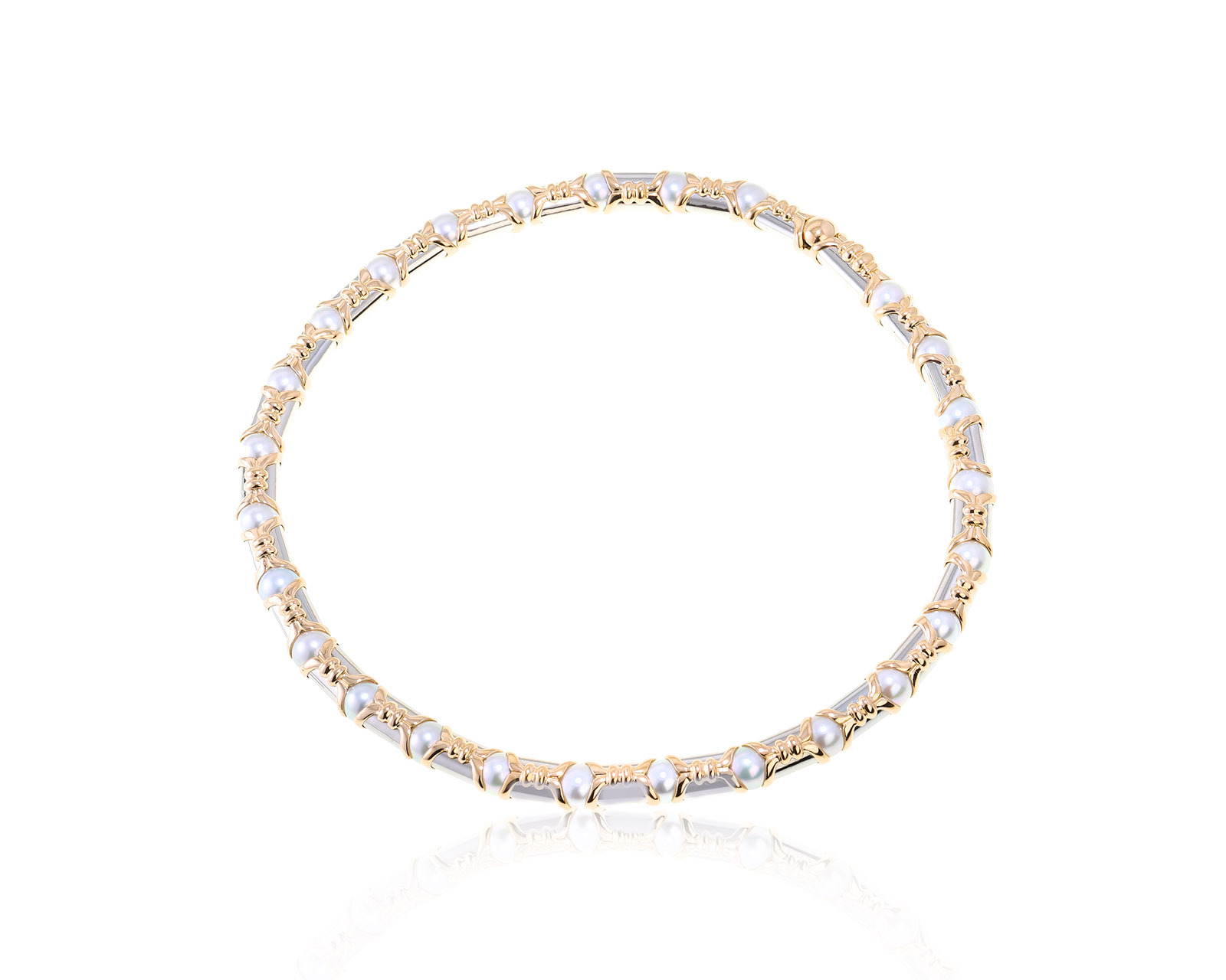 Оригинальный золотой чокер с жемчугом 7.90-8.10 мм Bvlgari 130324/13