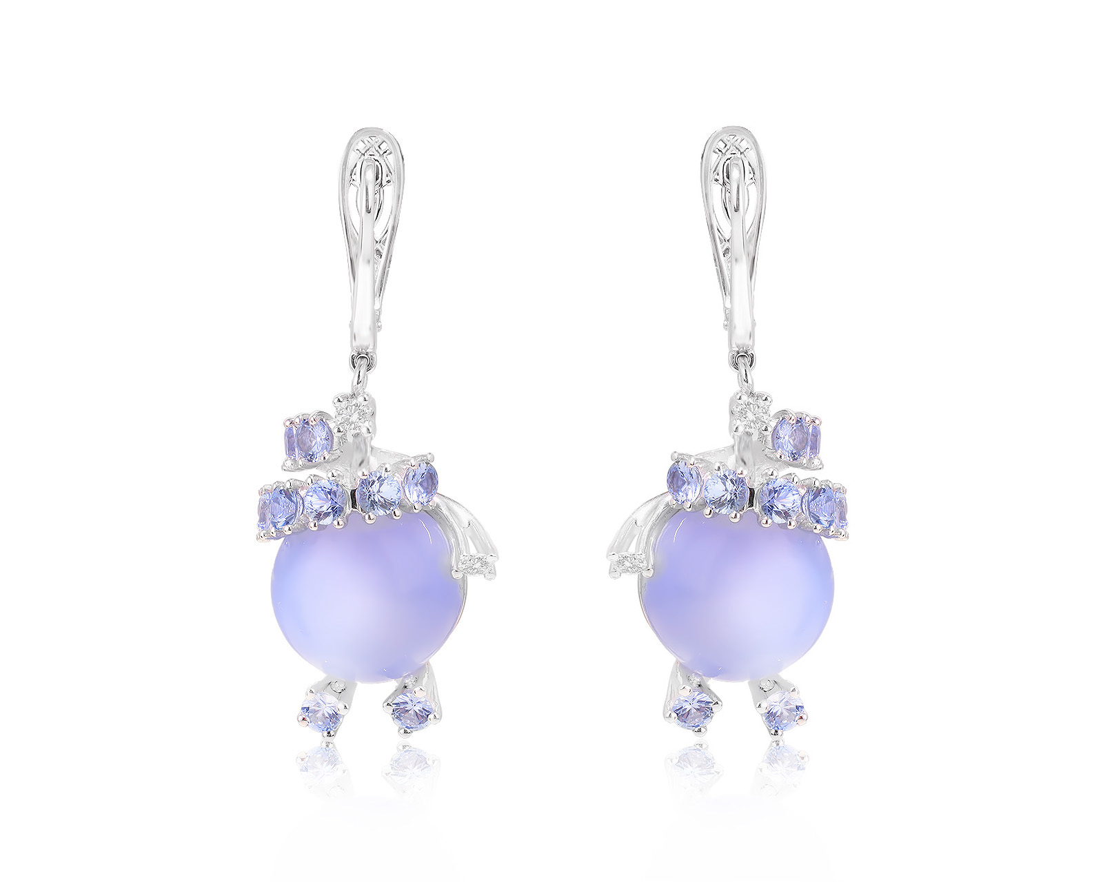 Золотые серьги с халцедонами 25.65ct и сапфирами 3.49ct 190224/43