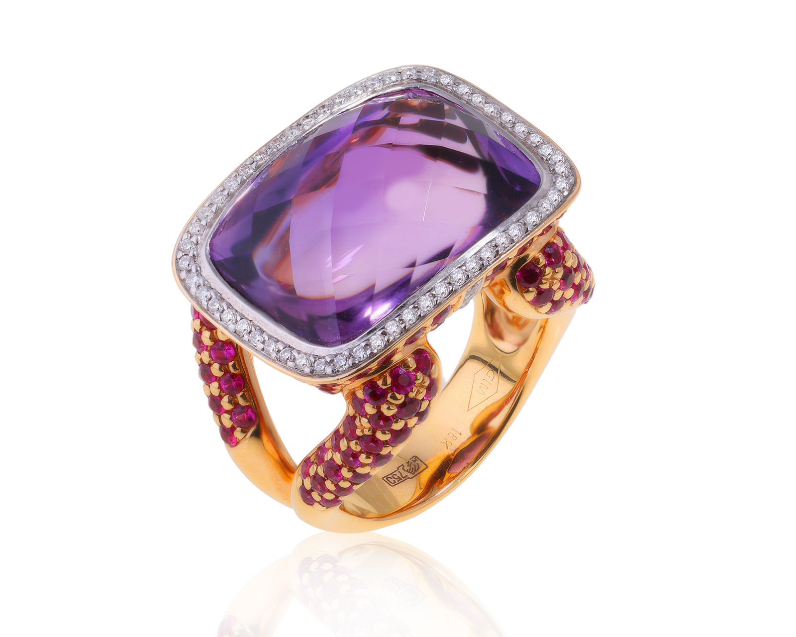 Оригинальное золотое кольцо с аметистом 22.17ct Belle Bague (GIM)