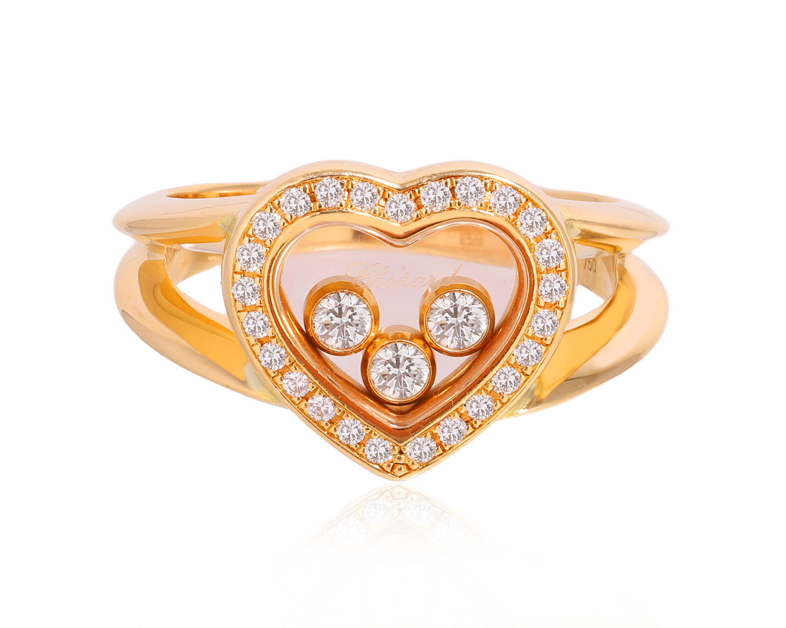 Оригинальное золотое кольцо Chopard Happy Diamonds 300525/6