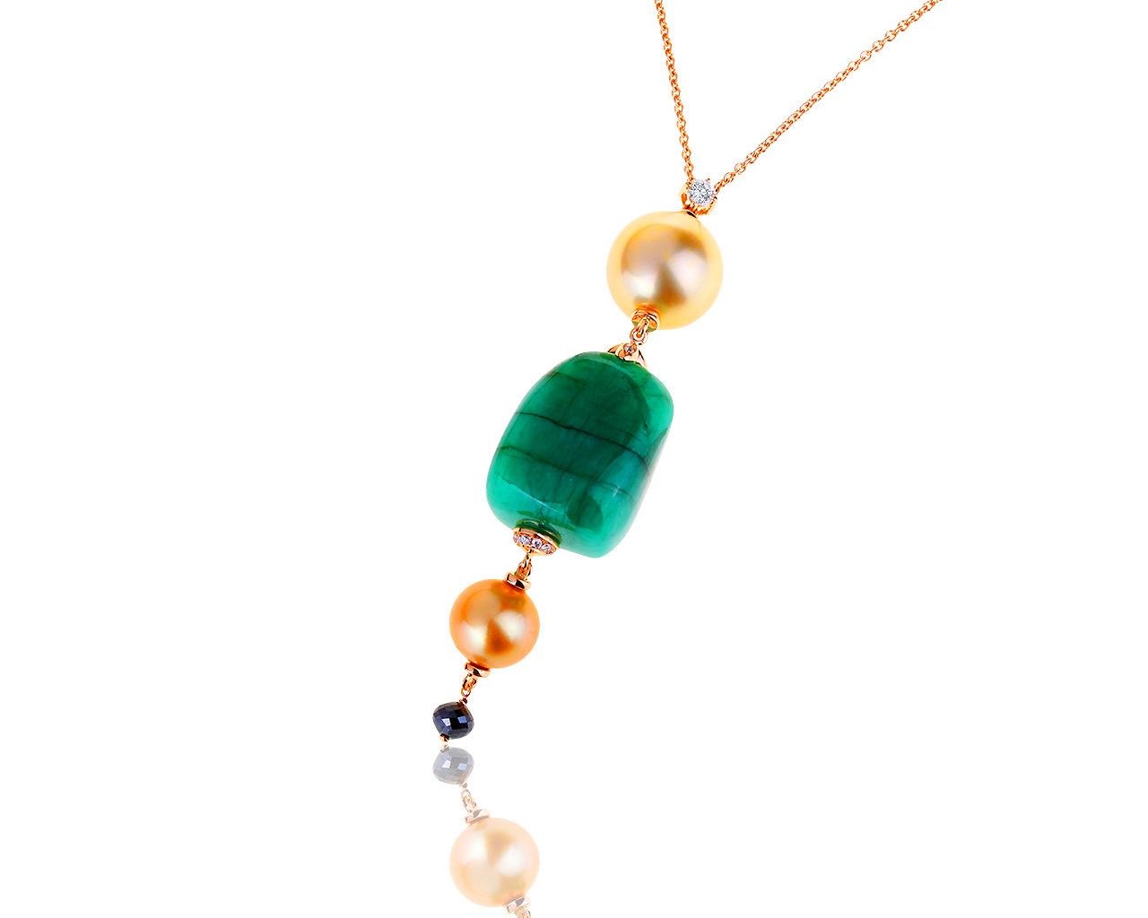 Оригинальное золотое колье с жемчугом и бриллиантами 0.60ct Crivelli 090819/26