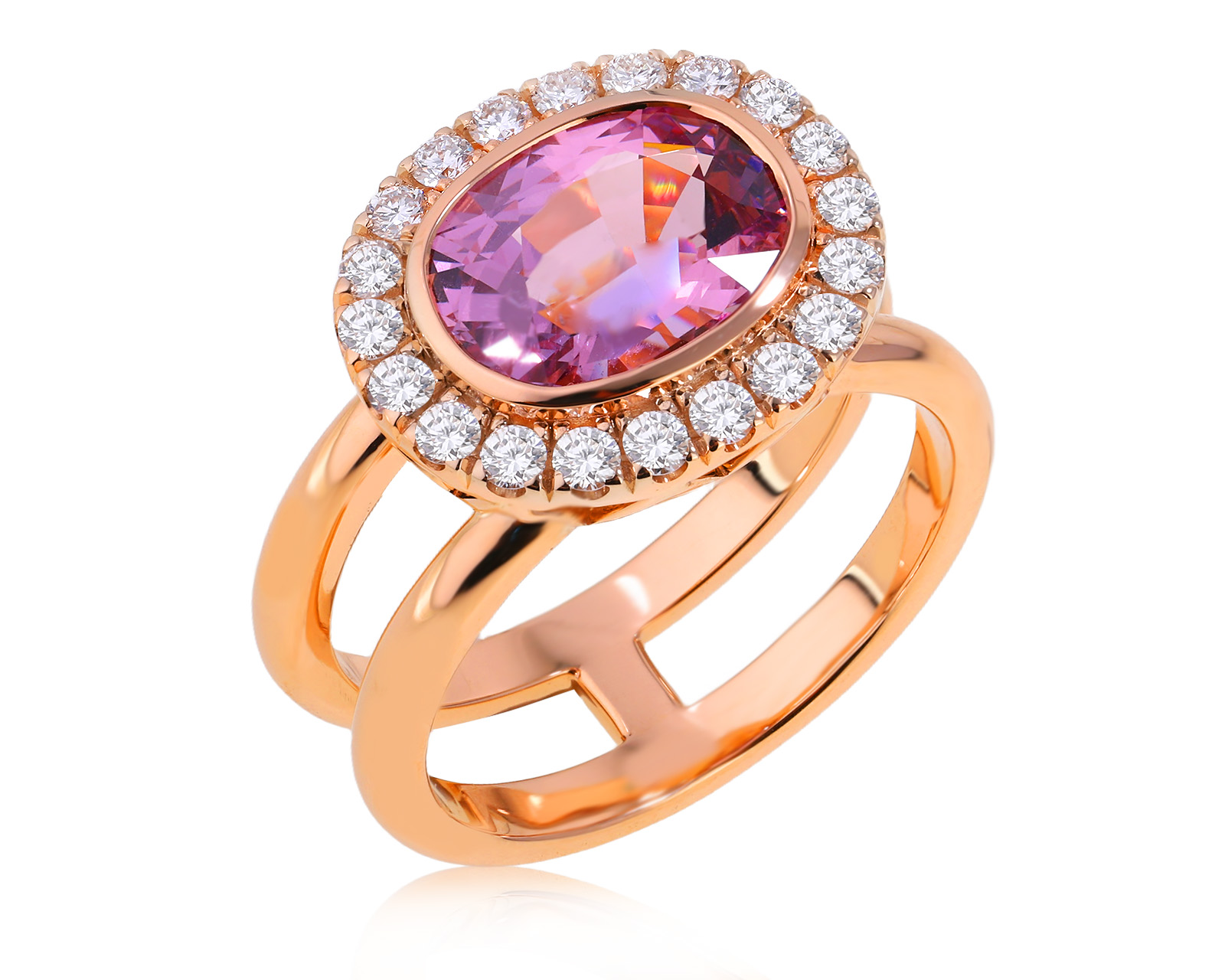 Золотое кольцо с розовой шпинелью 3.15ct Evgeny Matveev 210725/Б195