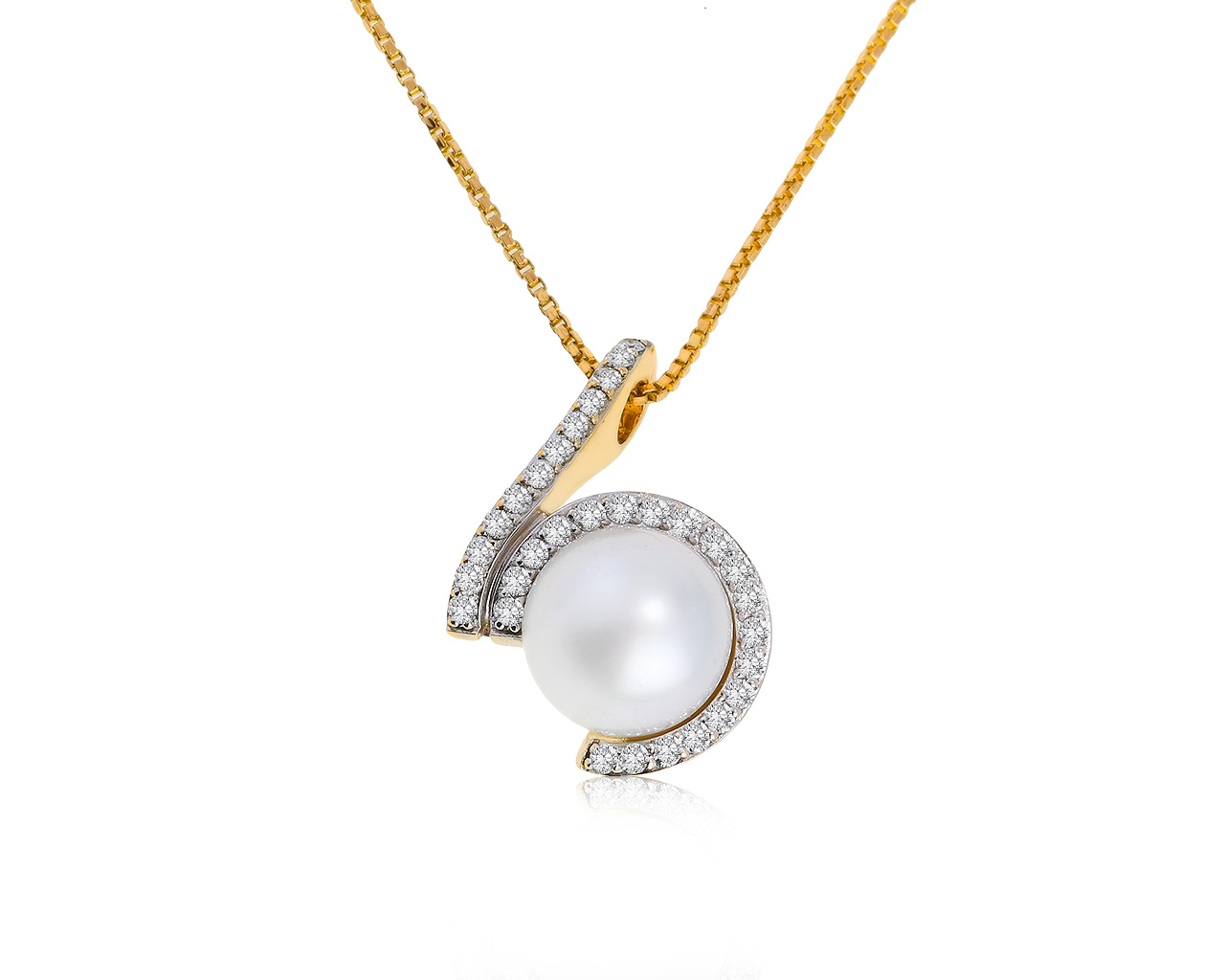 Чарующий золотой кулон с жемчугом 11.70 мм 010421/5