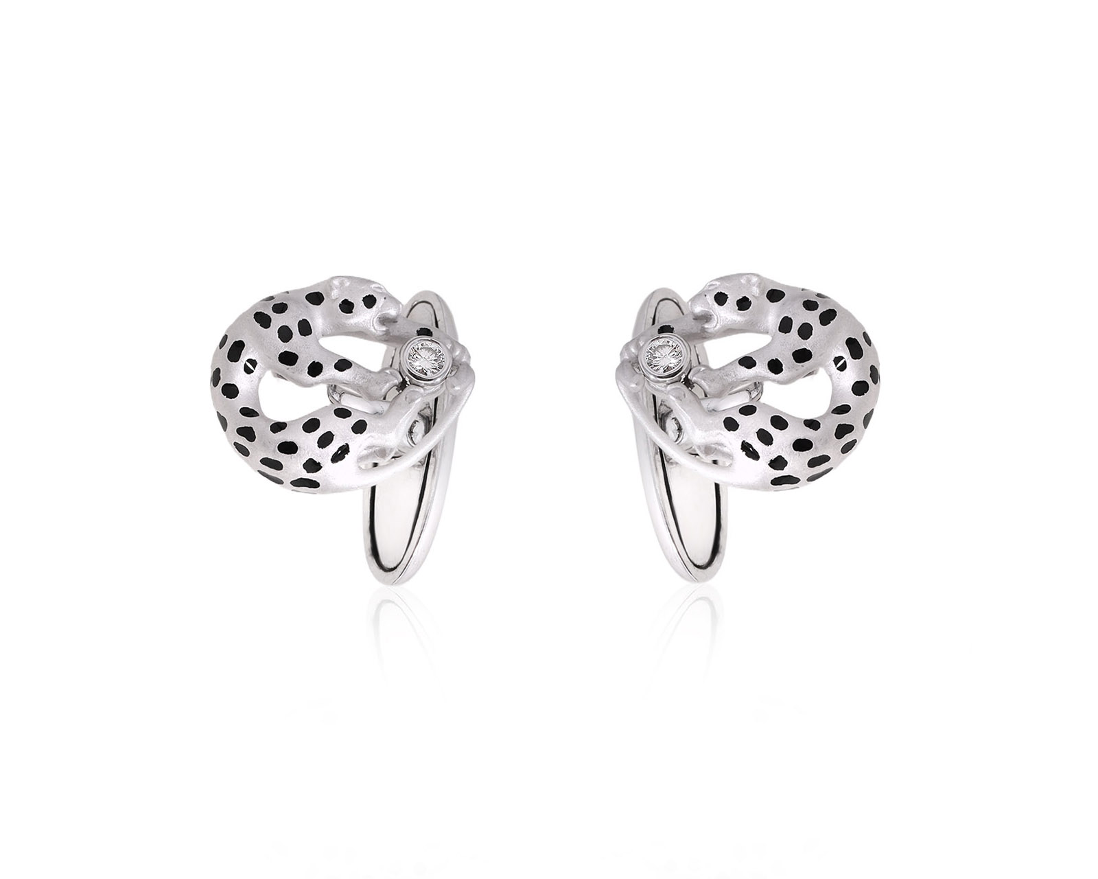 Оригинальные золотые запонки с эмалью Carrera y Carrera Panther 290325/12