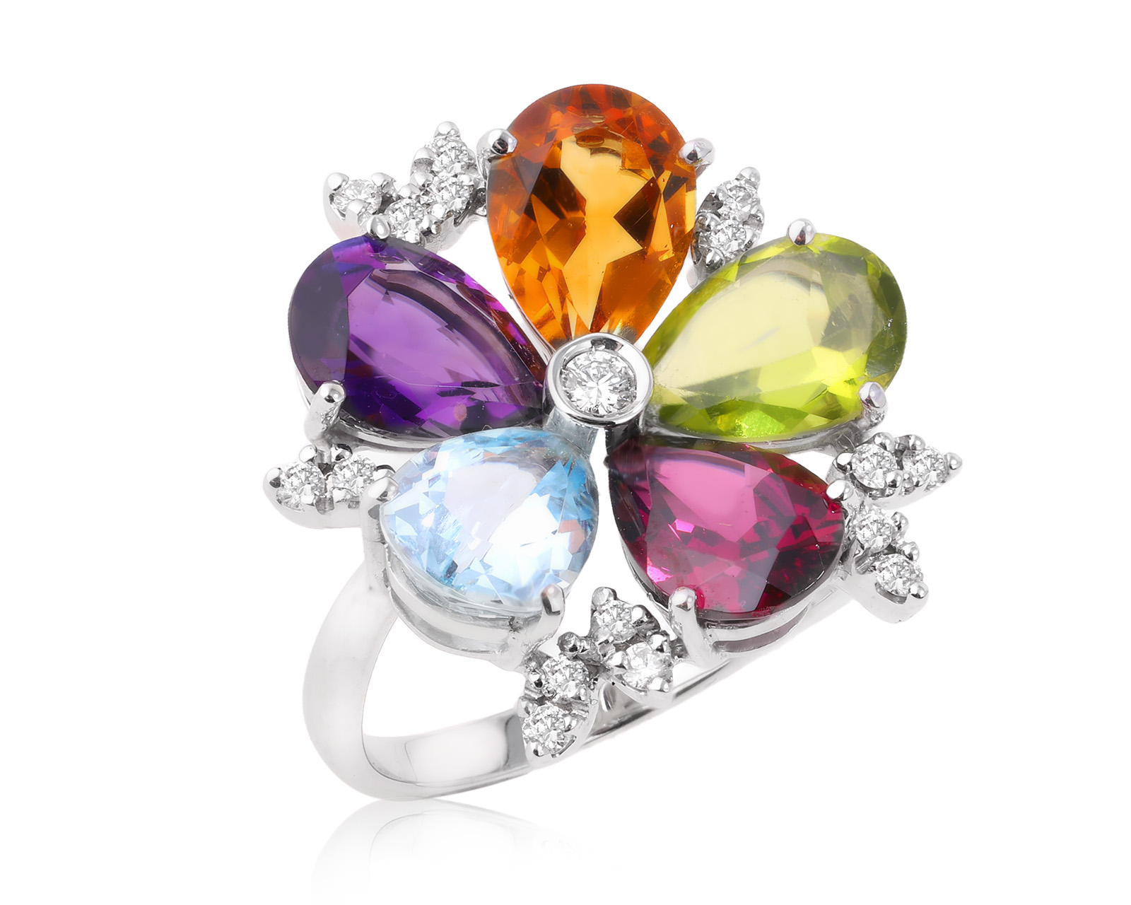 Оригинальное золотое кольцо с цветными камнями 9.21ct Gruppo Errepi 220125/1