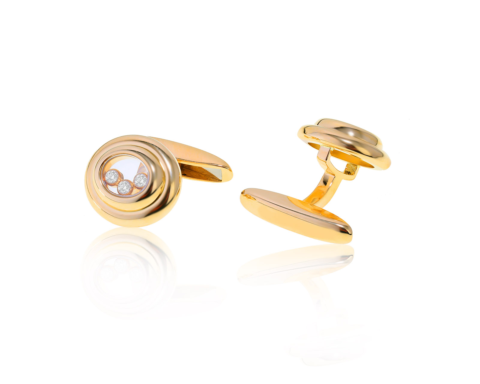 Оригинальные золотые запонки c бриллиантами 0.30ct Chopard Happy Diamonds 310123/2
