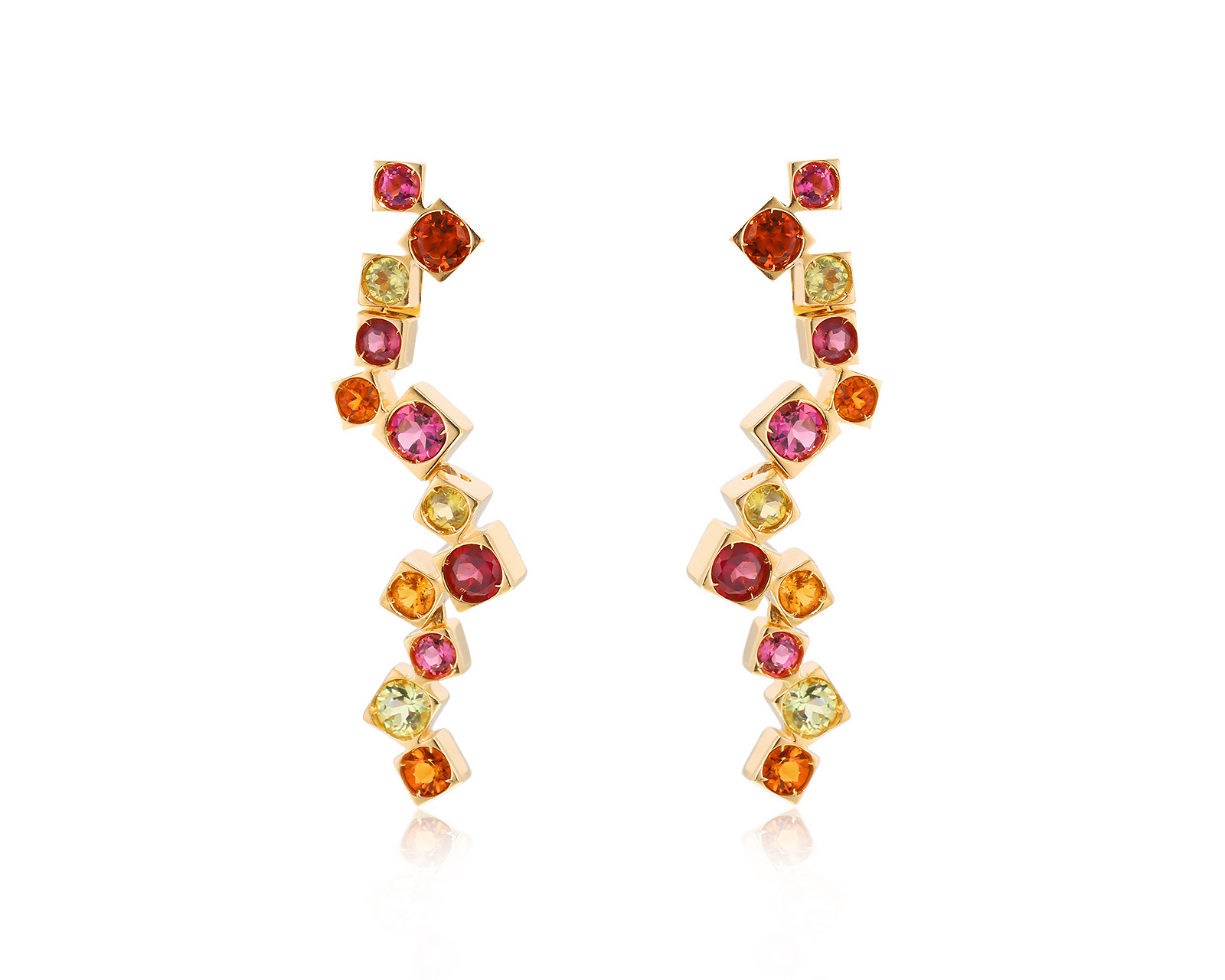 Оригинальные золотые серьги с цветными камнями 4.25ct Pasquale Bruni Manhattan 170424/20