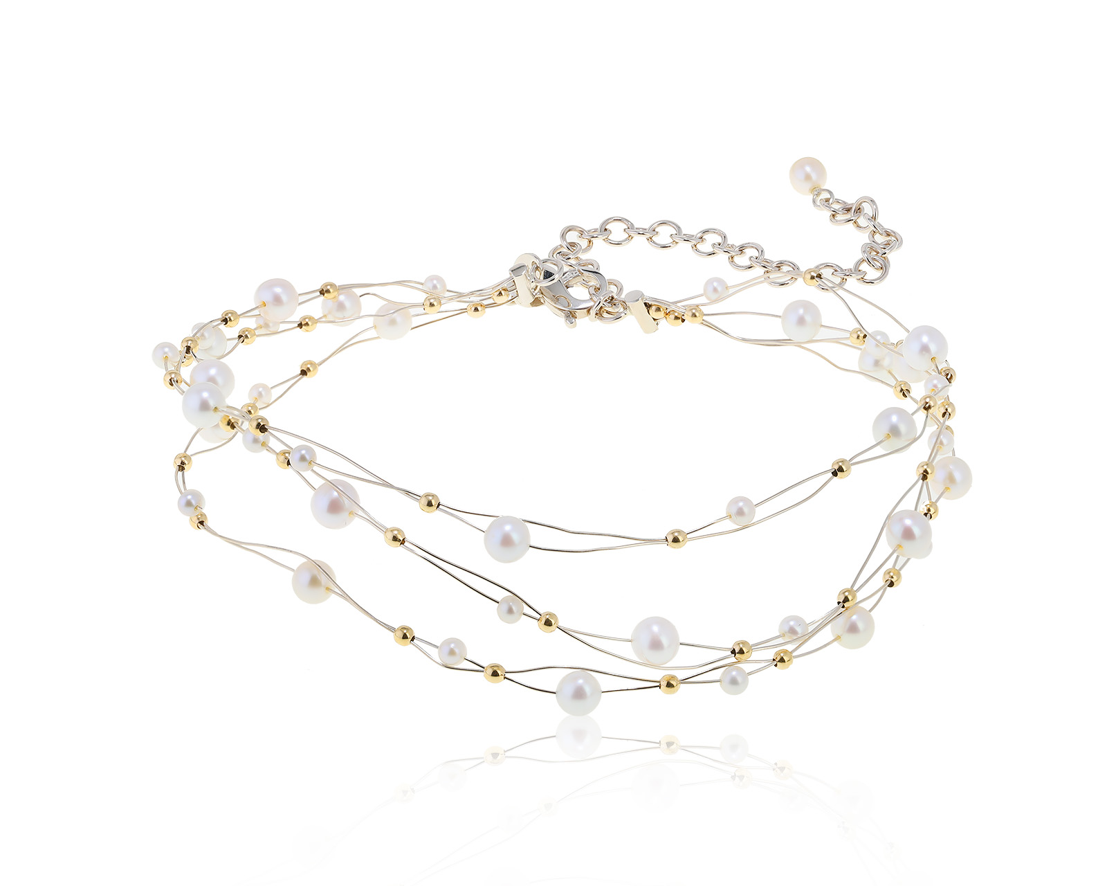 Оригинальное золотое колье с жемчугом 3.00-5.40 мм Celin 050122/1