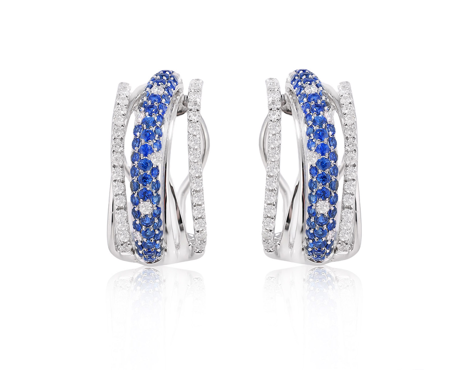 Золотые серьги с сапфирами 0.96ct и бриллиантами 0.53ct 080825/13