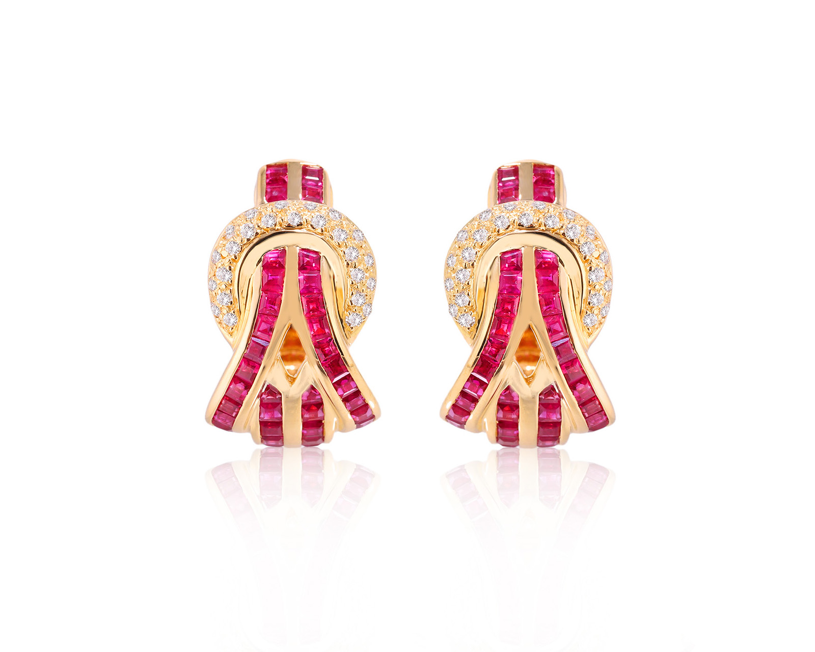 Золотые серьги с рубинами 2.65ct и бриллиантами 0.25ct 181025/15