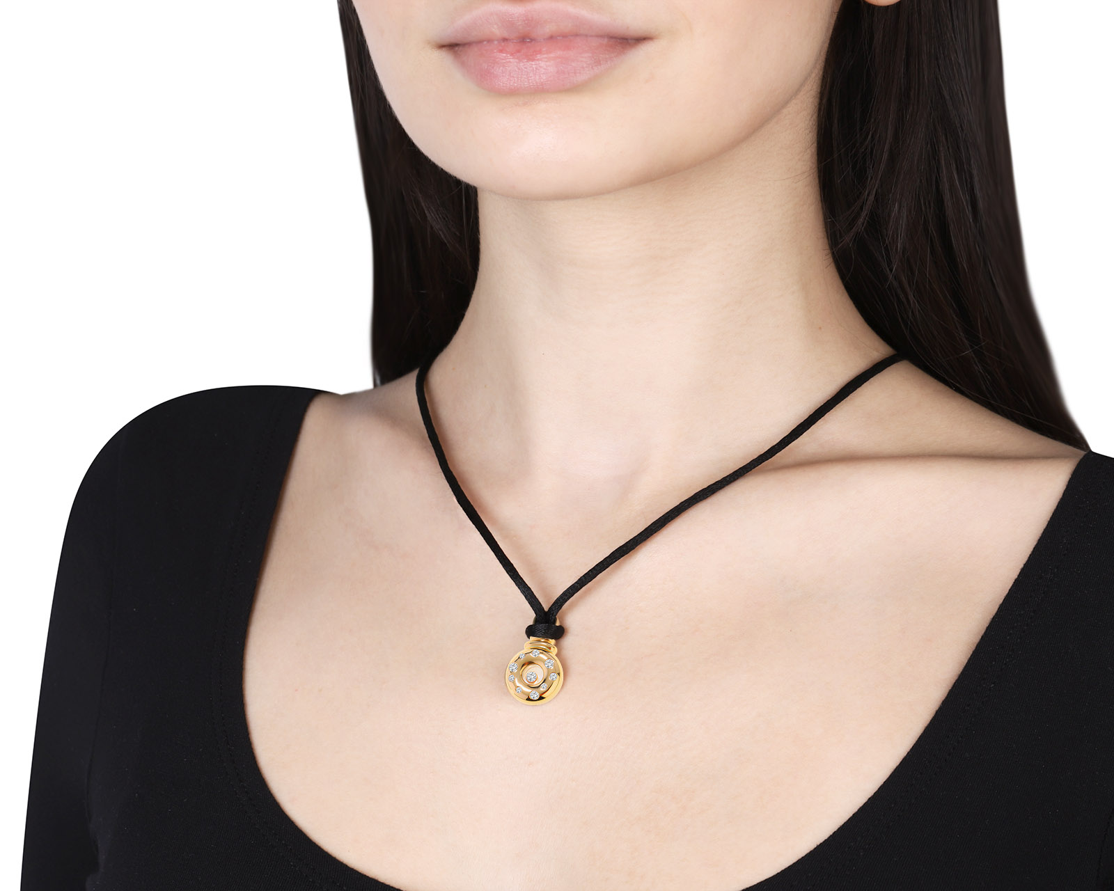 Оригинальный золотой кулон с бриллиантами 0.39ct Chopard Happy Diamonds