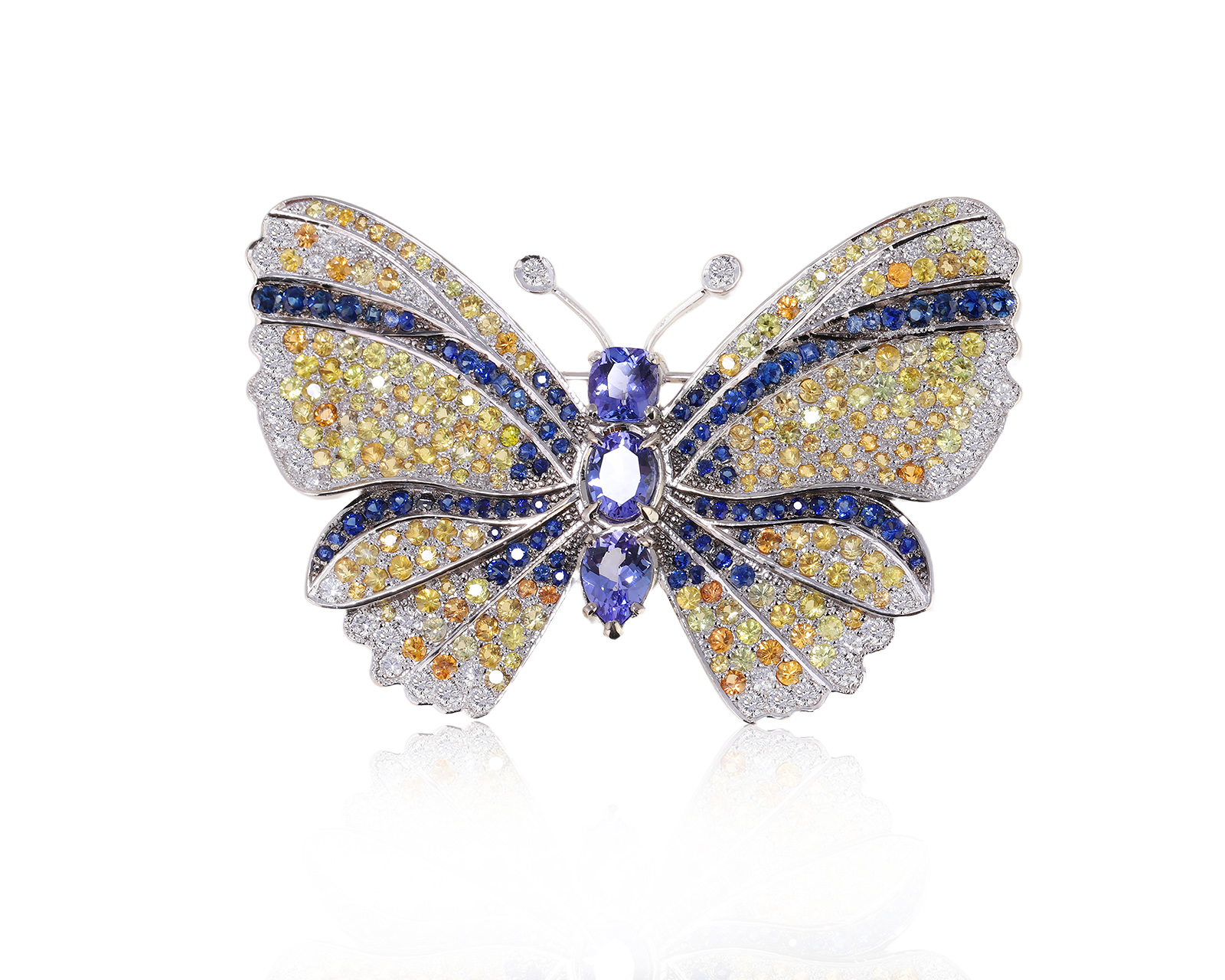 Золотая брошь с цветными камнями 10.85ct 240125/6