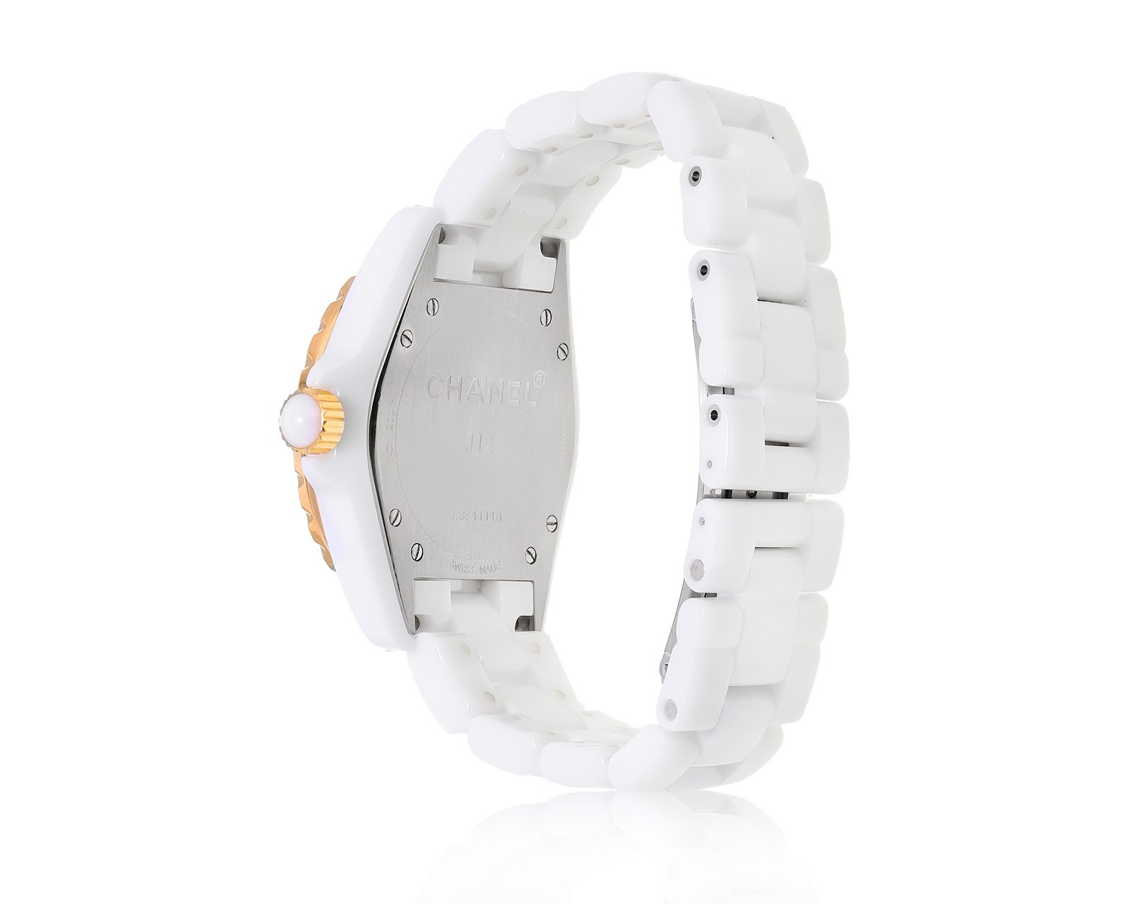 Оригинальные золотые часы с бриллиантами 0.10ct Chanel J12