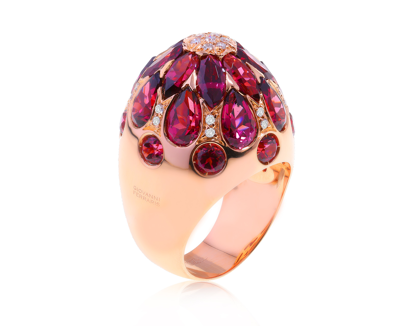 Оригинальное золотое кольцо с гранатами 17.20ct Giovanni Ferraris 110424/КМ13