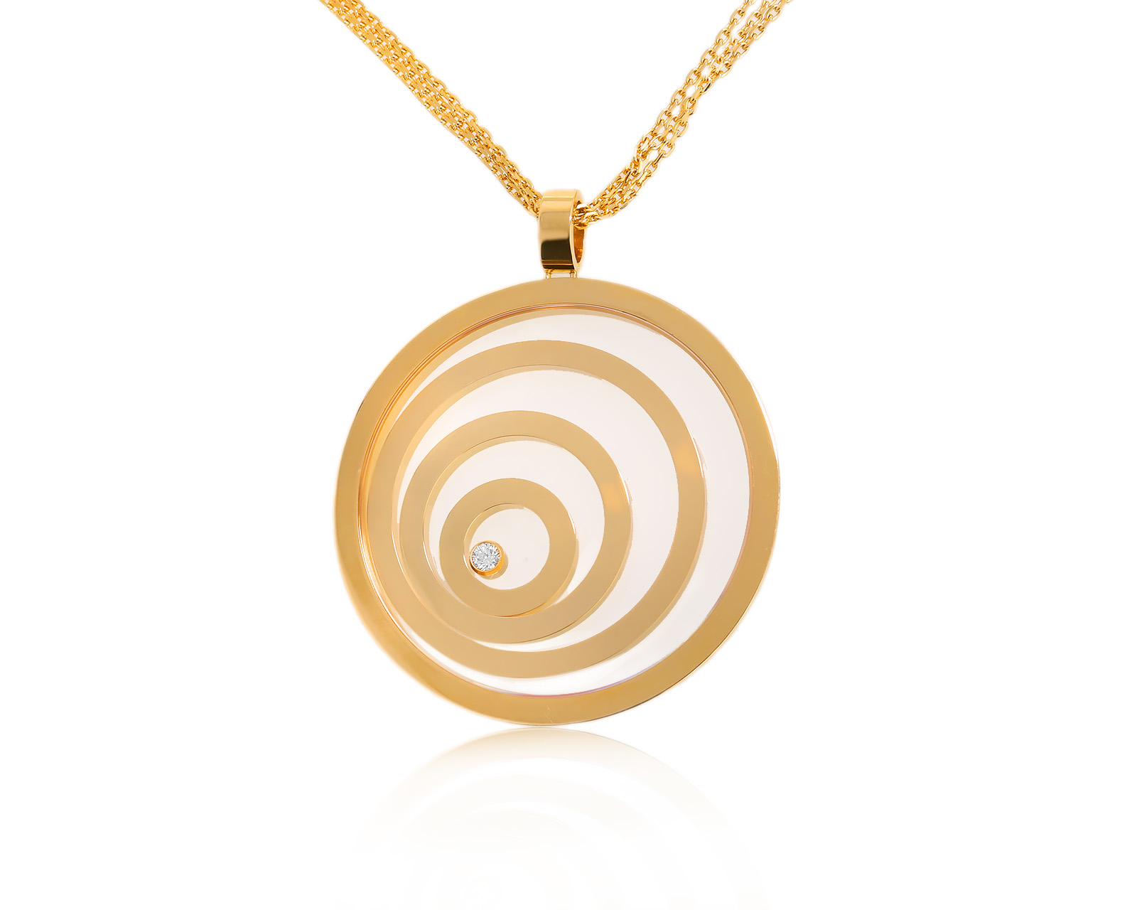 Оригинальное золотое колье c бриллиантом 0.10ct Chopard Happy Spirit Maxi 281023/7