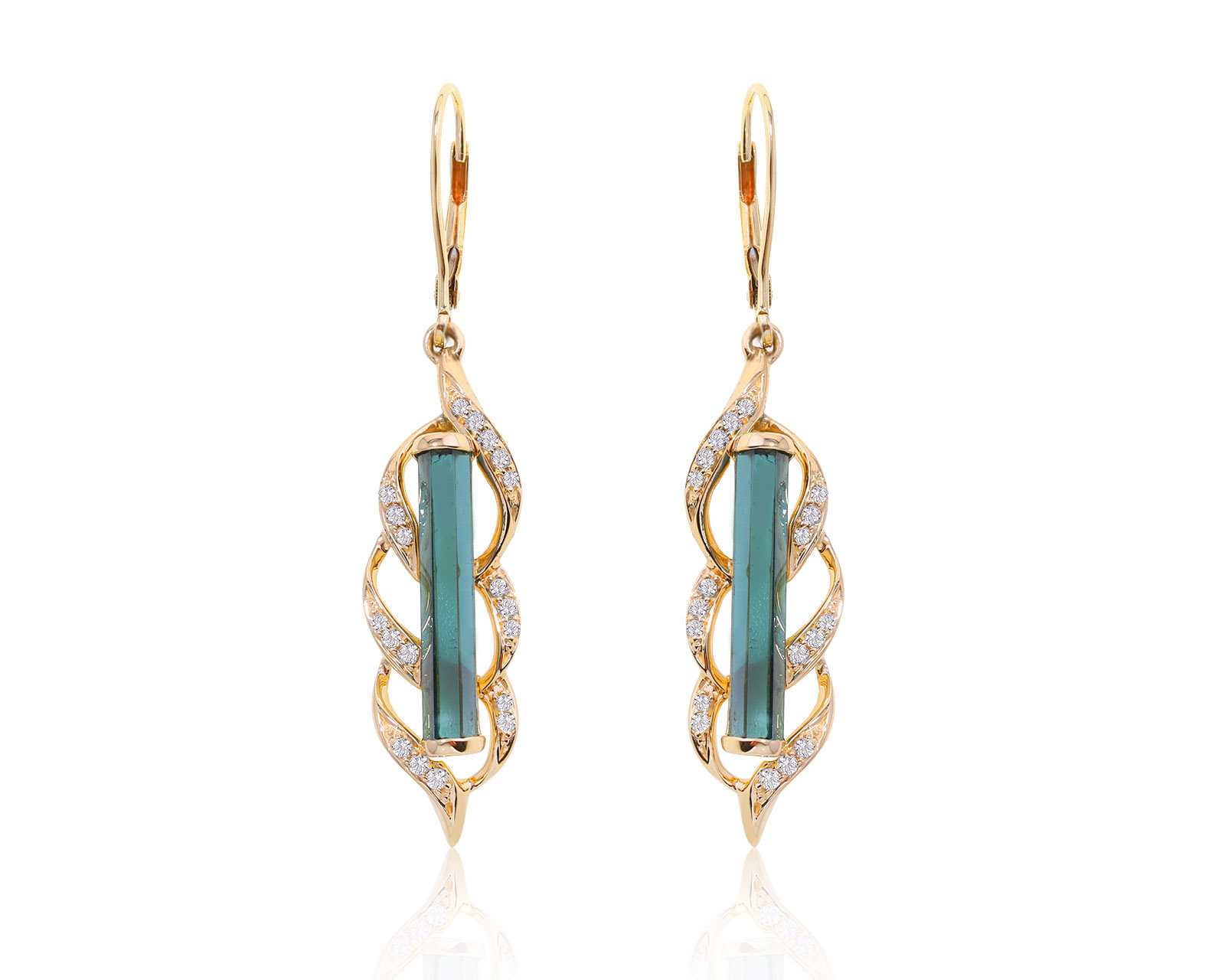 Притягательные золотые серьги с турмалинами 3.70ct 151121/2