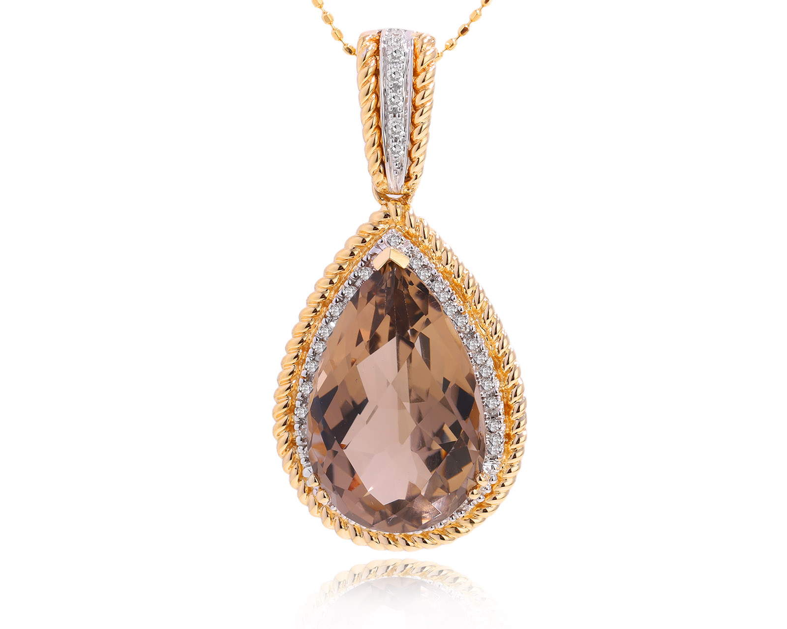 Золотой кулон с дымчатым кварцем 11.74ct и бриллиантами 0.20ct 230525/4
