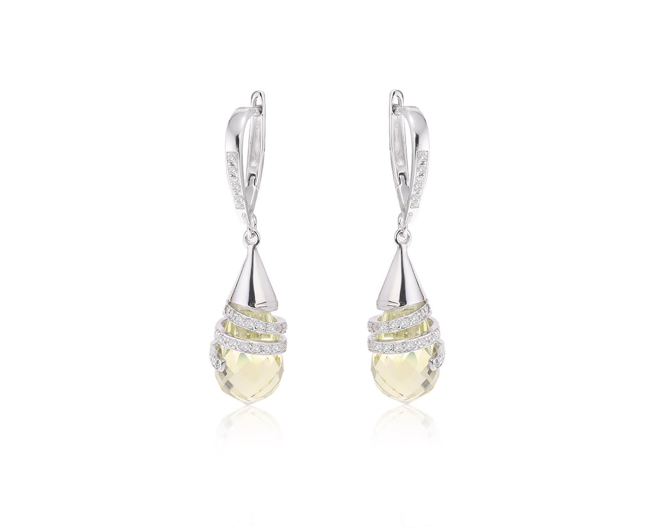 Золотые серьги с цитринами 19.20ct и бриллиантами 0.83ct 270723/5