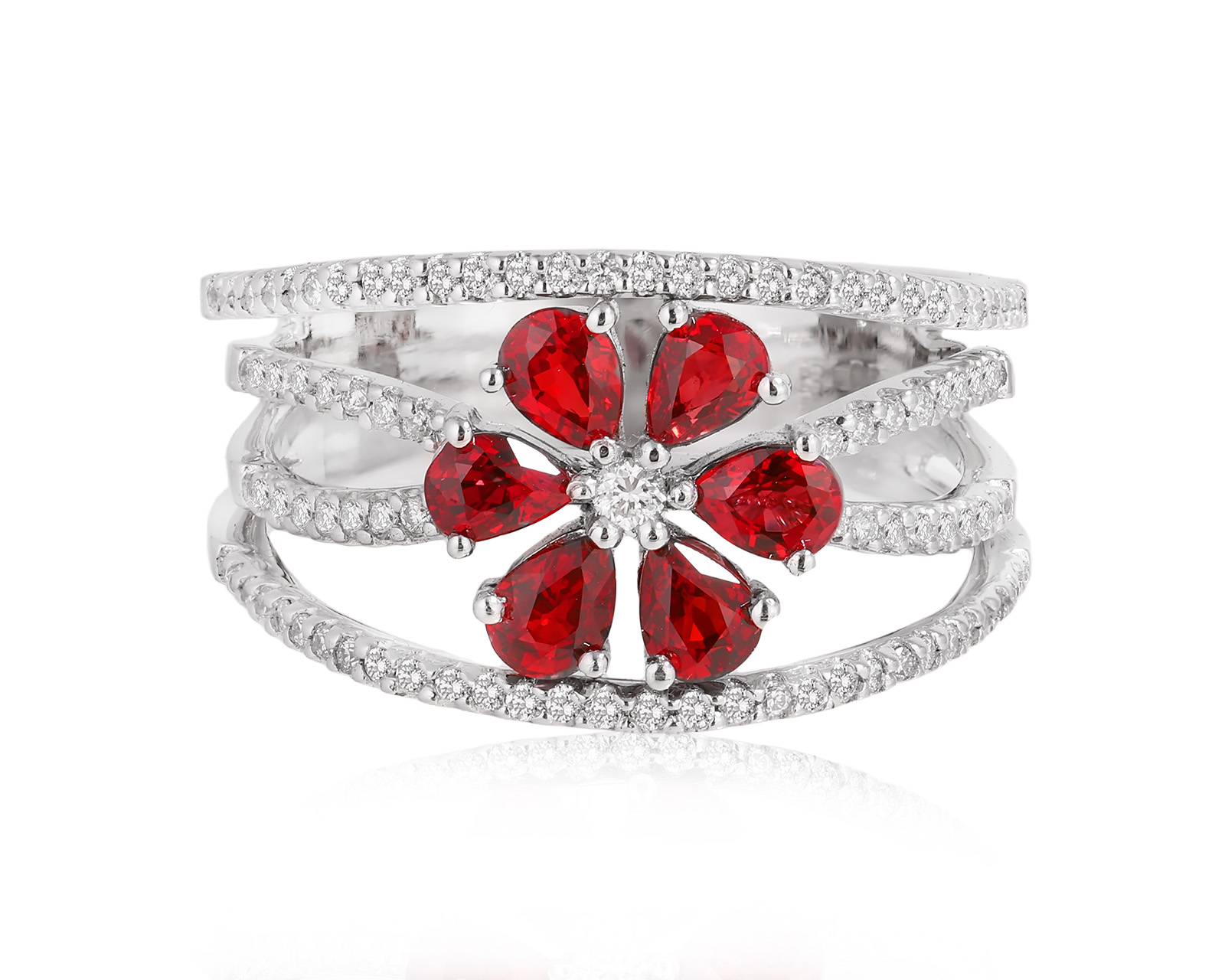 Золотое кольцо с рубинами 1.32ct и бриллиантами 0.44ct 040725/8