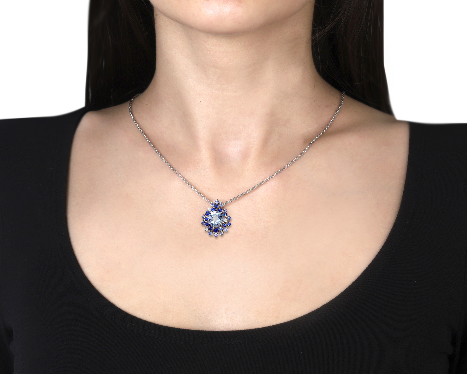 Оригинальный золотой кулон-брошь с аквамарином 3.15ct Damiani Mimosa Anima