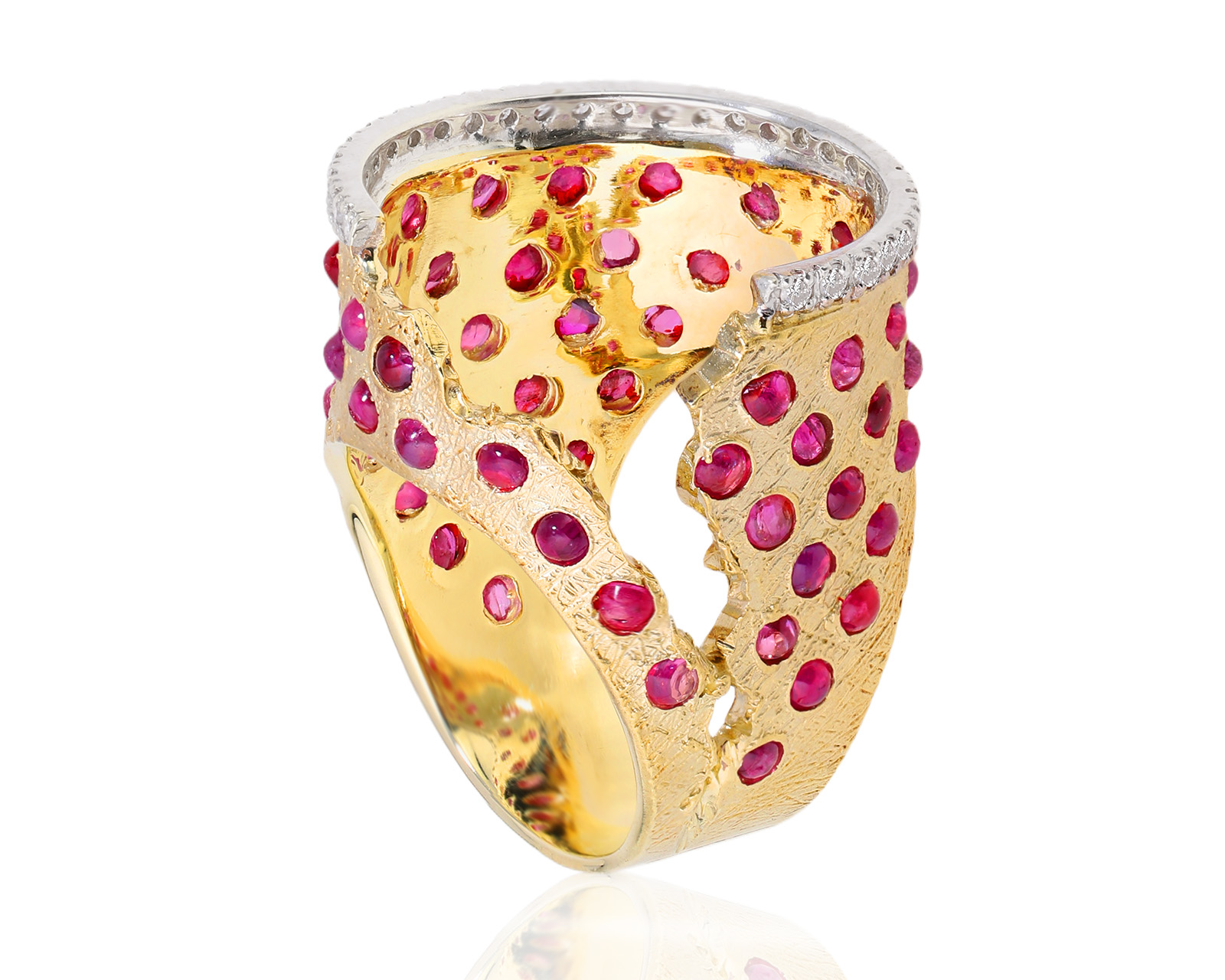 Оригинальное золотое кольцо с розовыми сапфирами 4.90ct German Kabirski 100425/3