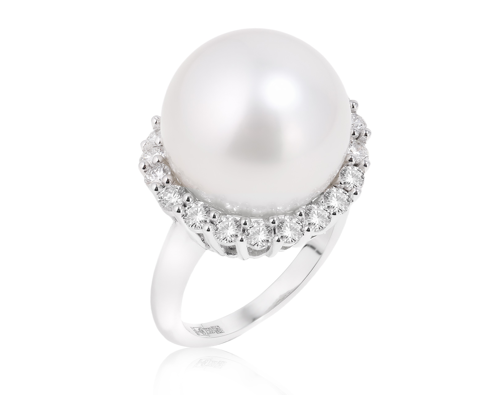 Золотое кольцо с жемчугом и бриллиантами 1.05ct Evgeny Matveev 240725/Б164