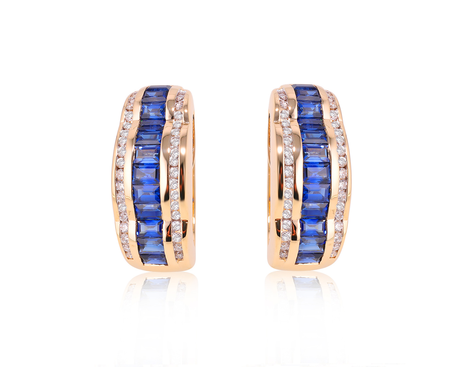 Золотые серьги с сапфирами 2.16ct и бриллиантами 0.36ct 081024/23
