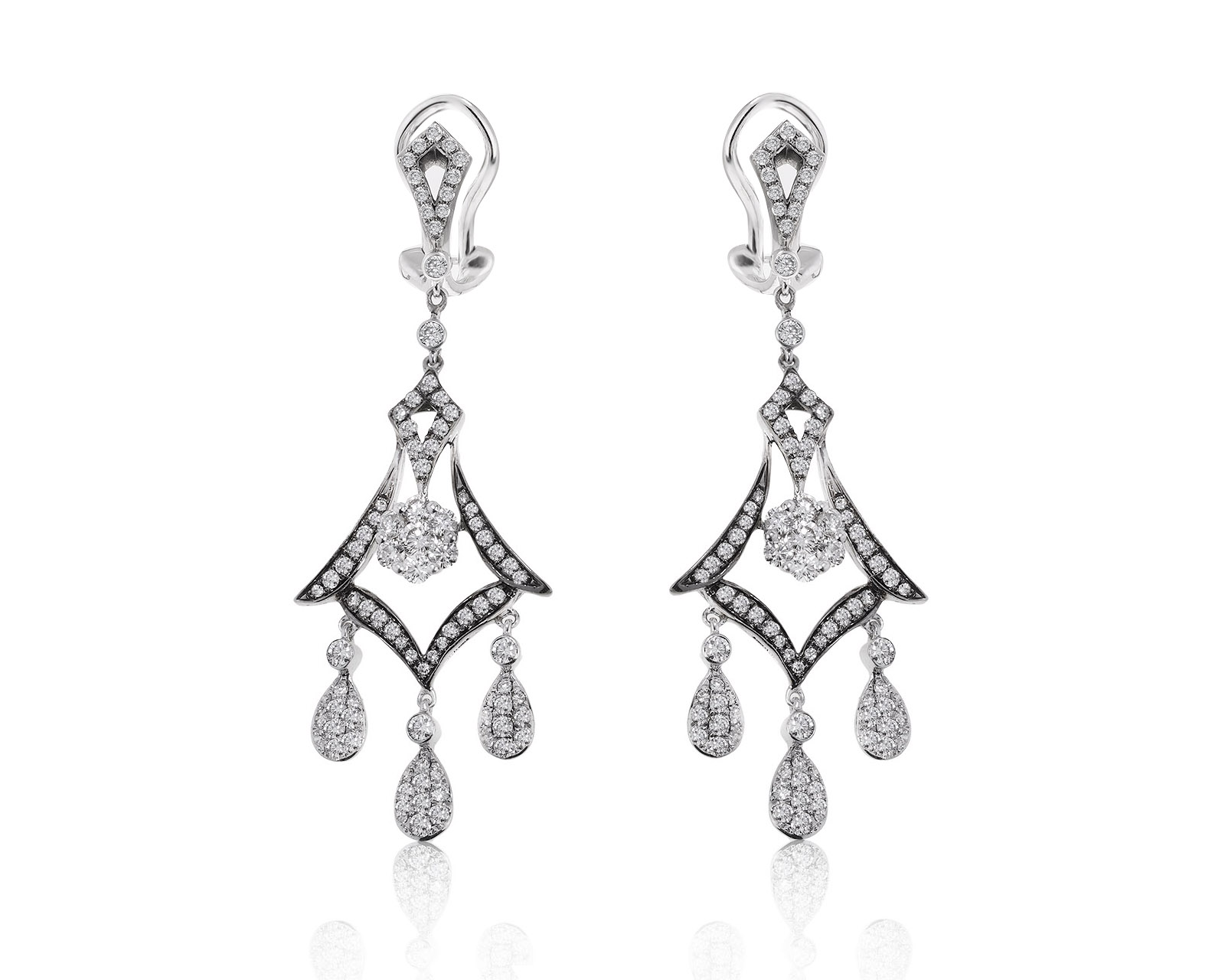 Волшебные золотые серьги с бриллиантами 1.40ct 310122/12