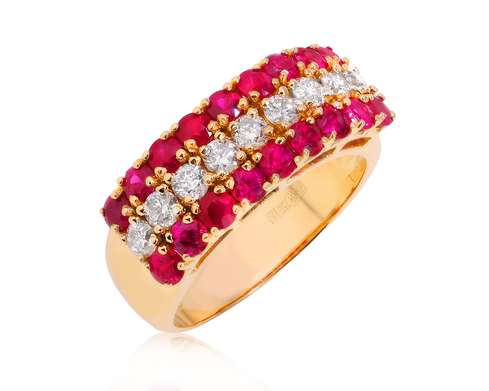 Золотое кольцо с рубинами 1.45ct и бриллиантами 0.67ct 060725/3