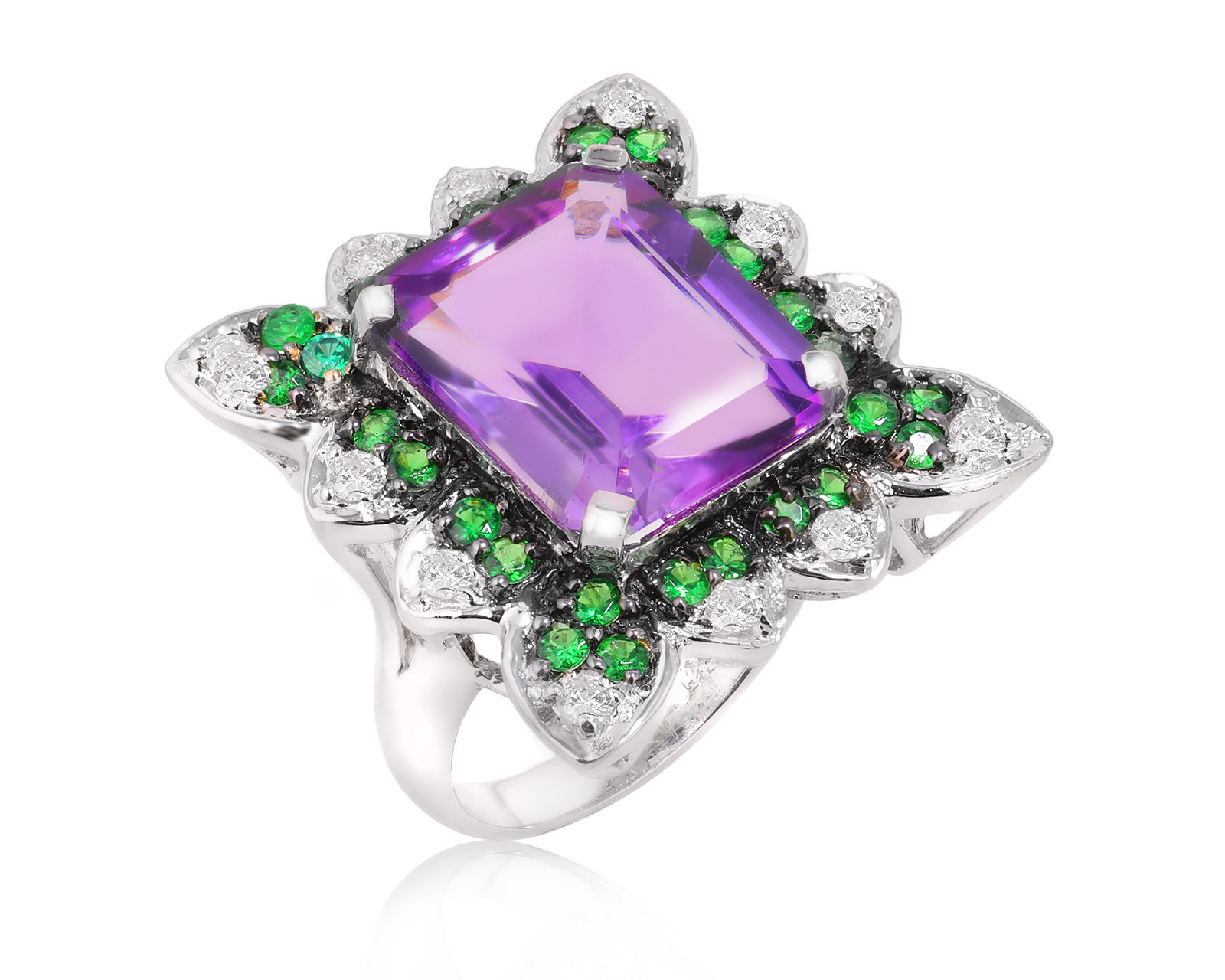 Золотое кольцо с аметистом 9.35ct и тсаворитами 0.80ct 230425/2