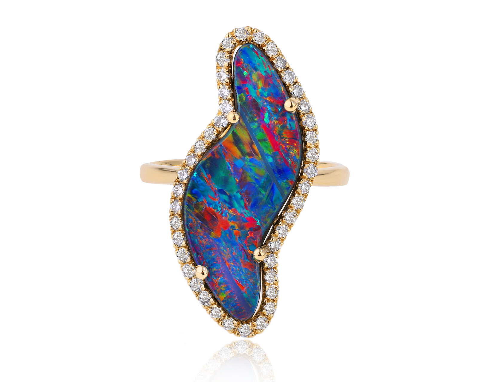 Золотое кольцо с опалом Австралия 4.91ct Evgeny Matveev 090425/Б119